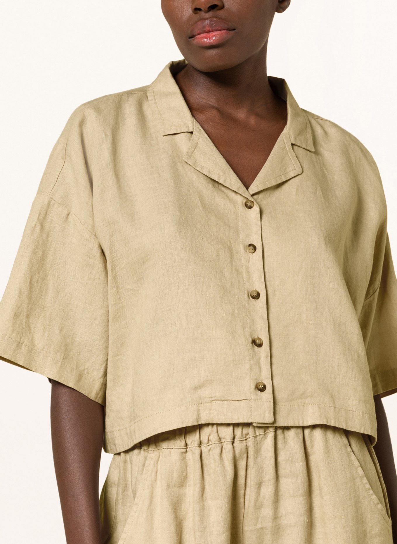 KARO KAUER Krótka bluza z lnu, Kolor: BEŻOWY (Obrazek 4)