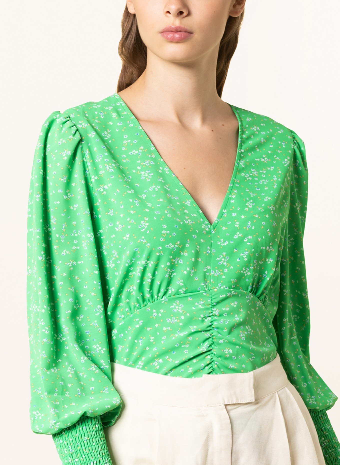 NEO NOIR Shirt blouse ELANI, Color: LIGHT GREEN/ WHITE/ BLUE (Image 4)