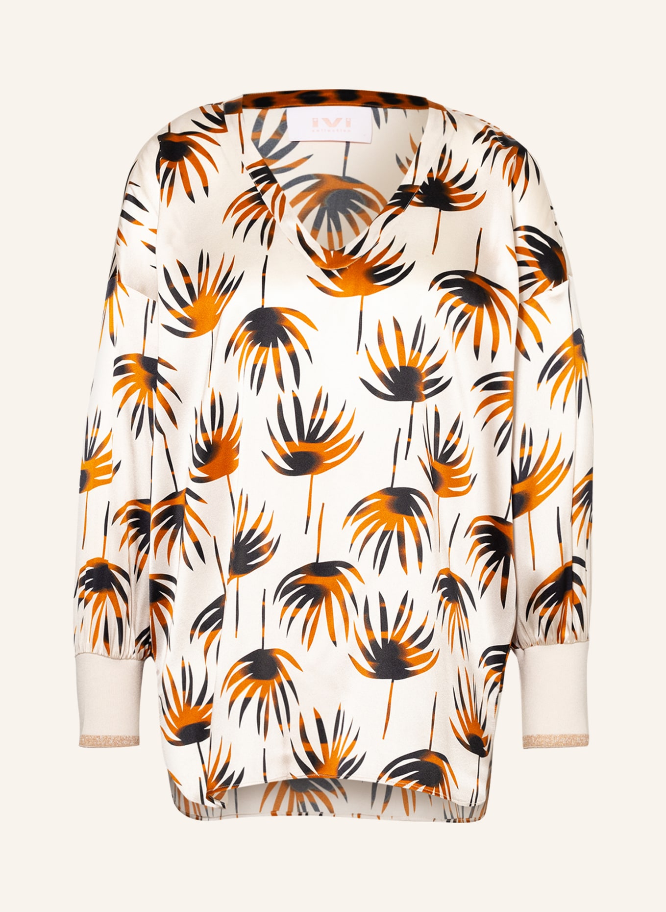 IVI collection Blouse-style shirt in silk, Color: CREAM/ DARK ORANGE/ BLACK (Image 1)