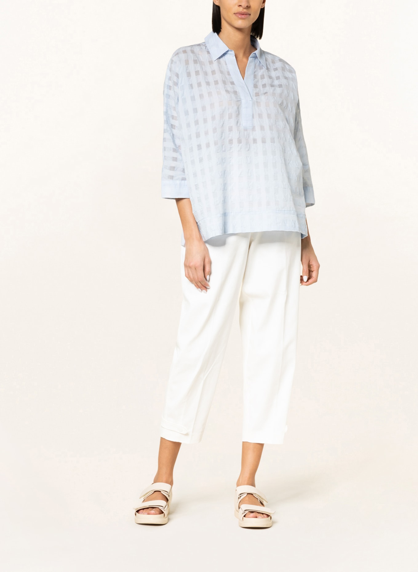 OPUS Blouse-style shirt FOMA with 3/4 sleeve, Color: LIGHT BLUE (Image 2)