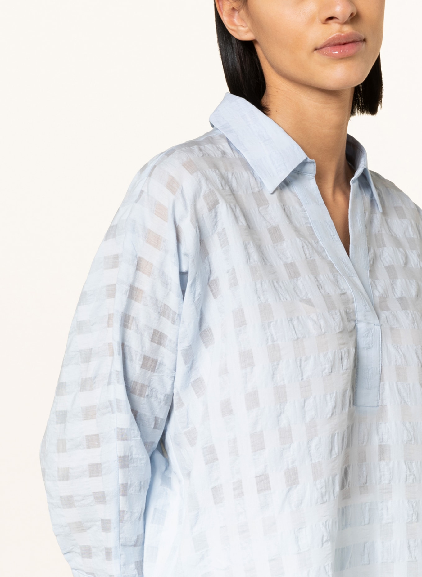 OPUS Blouse-style shirt FOMA with 3/4 sleeve, Color: LIGHT BLUE (Image 4)