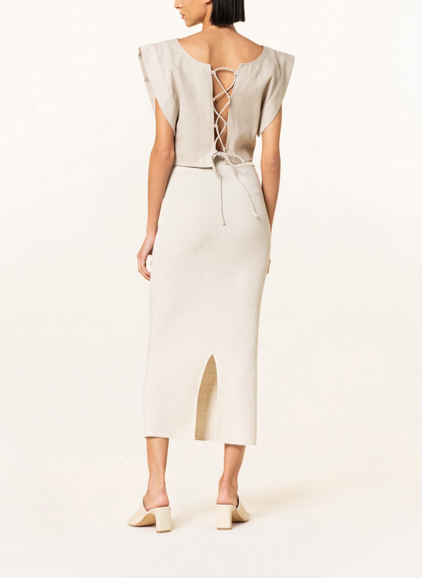 by Aylin Koenig Cropped top YUNA with linen , Color: BEIGE (Image 3)