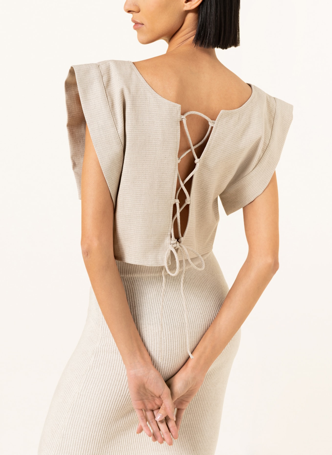 by Aylin Koenig Cropped top YUNA with linen , Color: BEIGE (Image 4)
