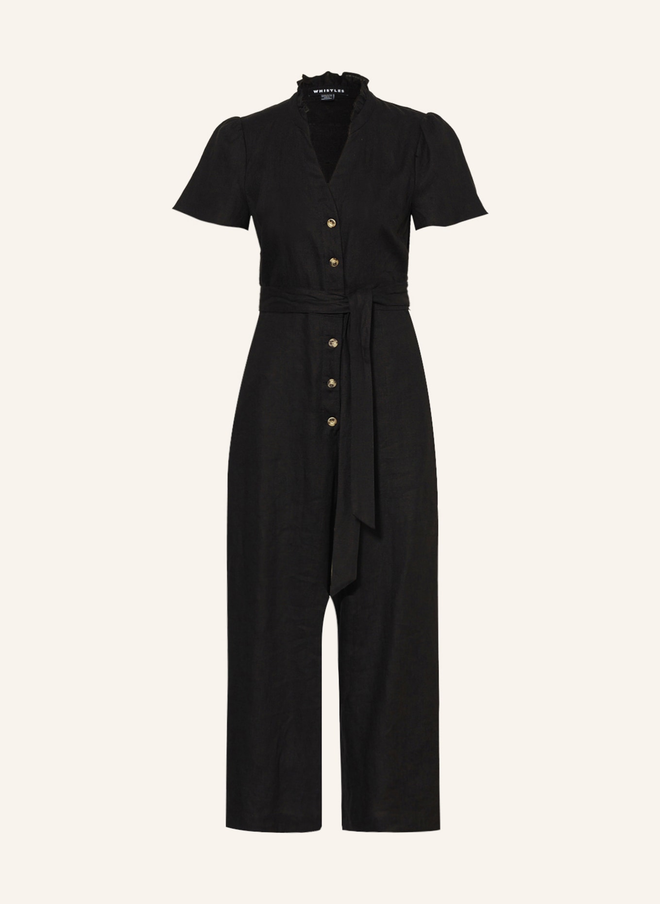 WHISTLES Linen jumpsuit EMMIE, Color: BLACK (Image 1)