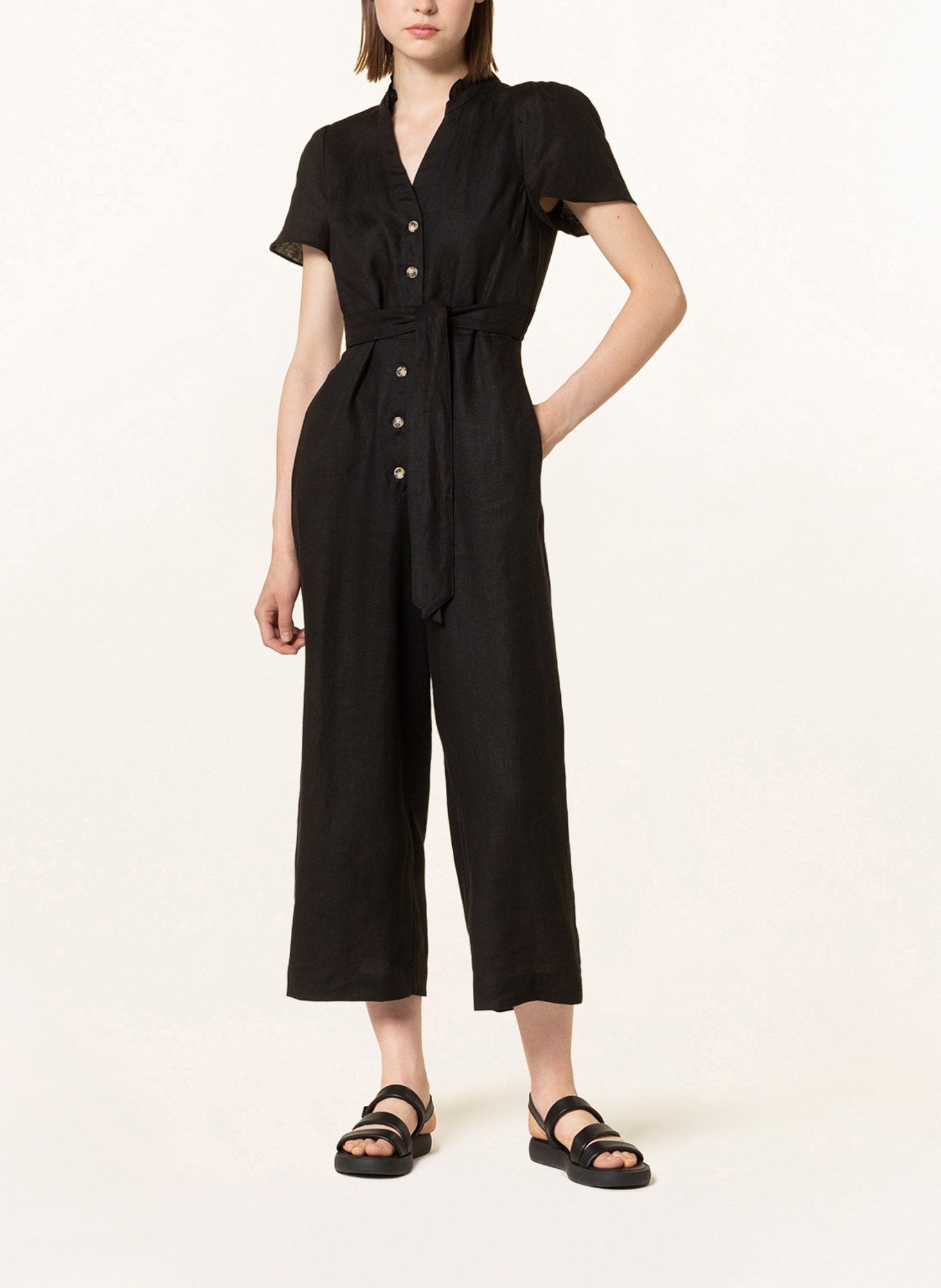 WHISTLES Linen jumpsuit EMMIE, Color: BLACK (Image 2)