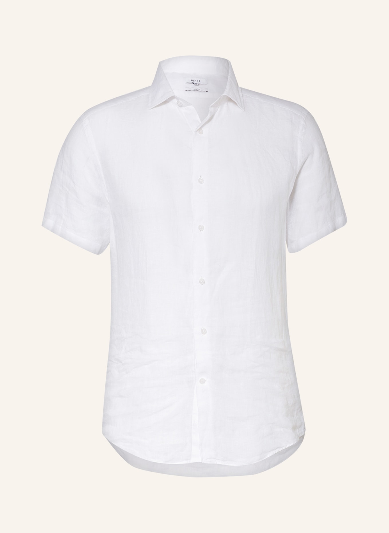REISS Košile s krátkým rukávem HOLIDAY Slim Fit ze lnu, Barva: BÍLÁ (Obrázek 1)
