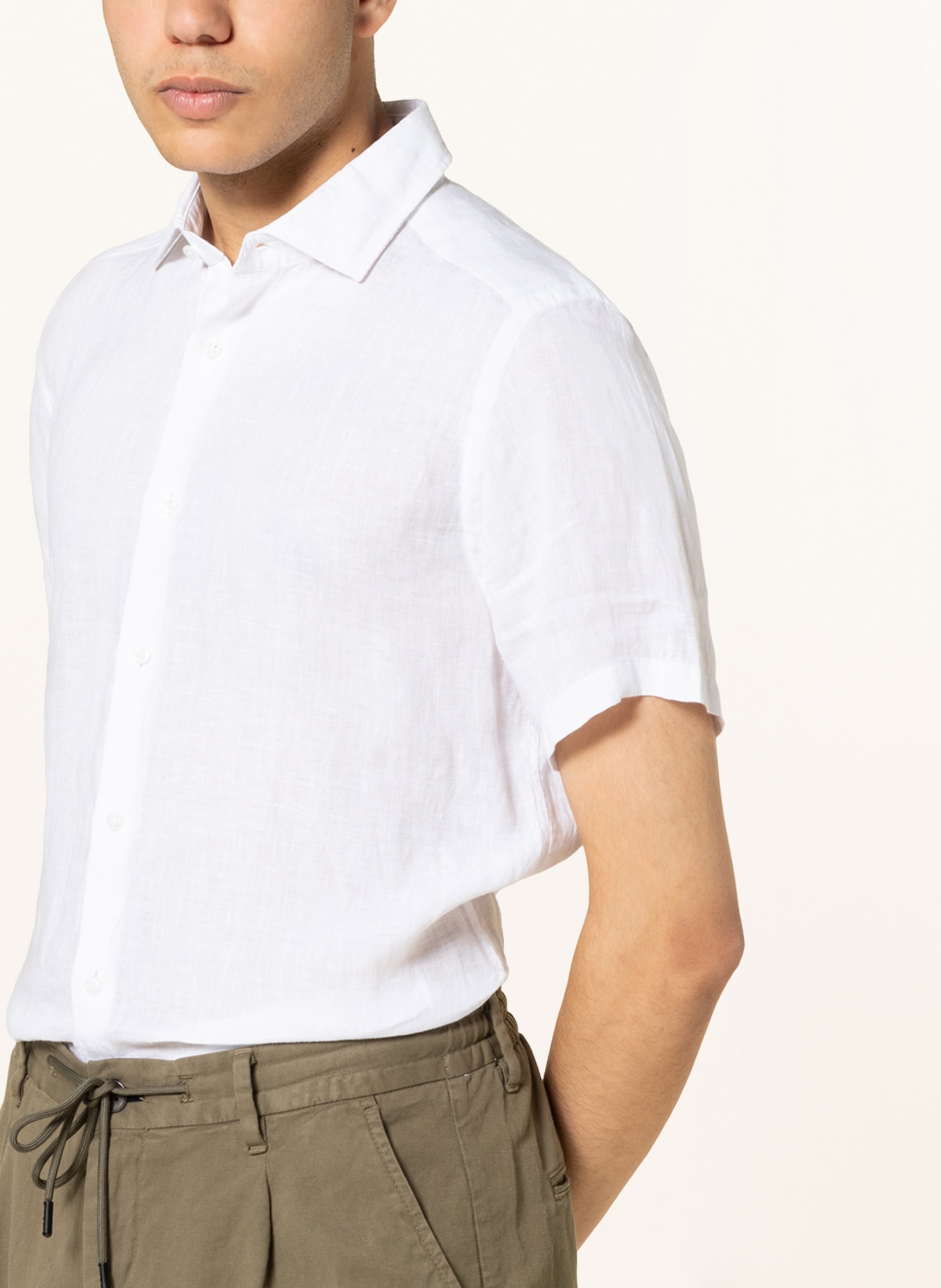 REISS Košile s krátkým rukávem HOLIDAY Slim Fit ze lnu, Barva: BÍLÁ (Obrázek 4)