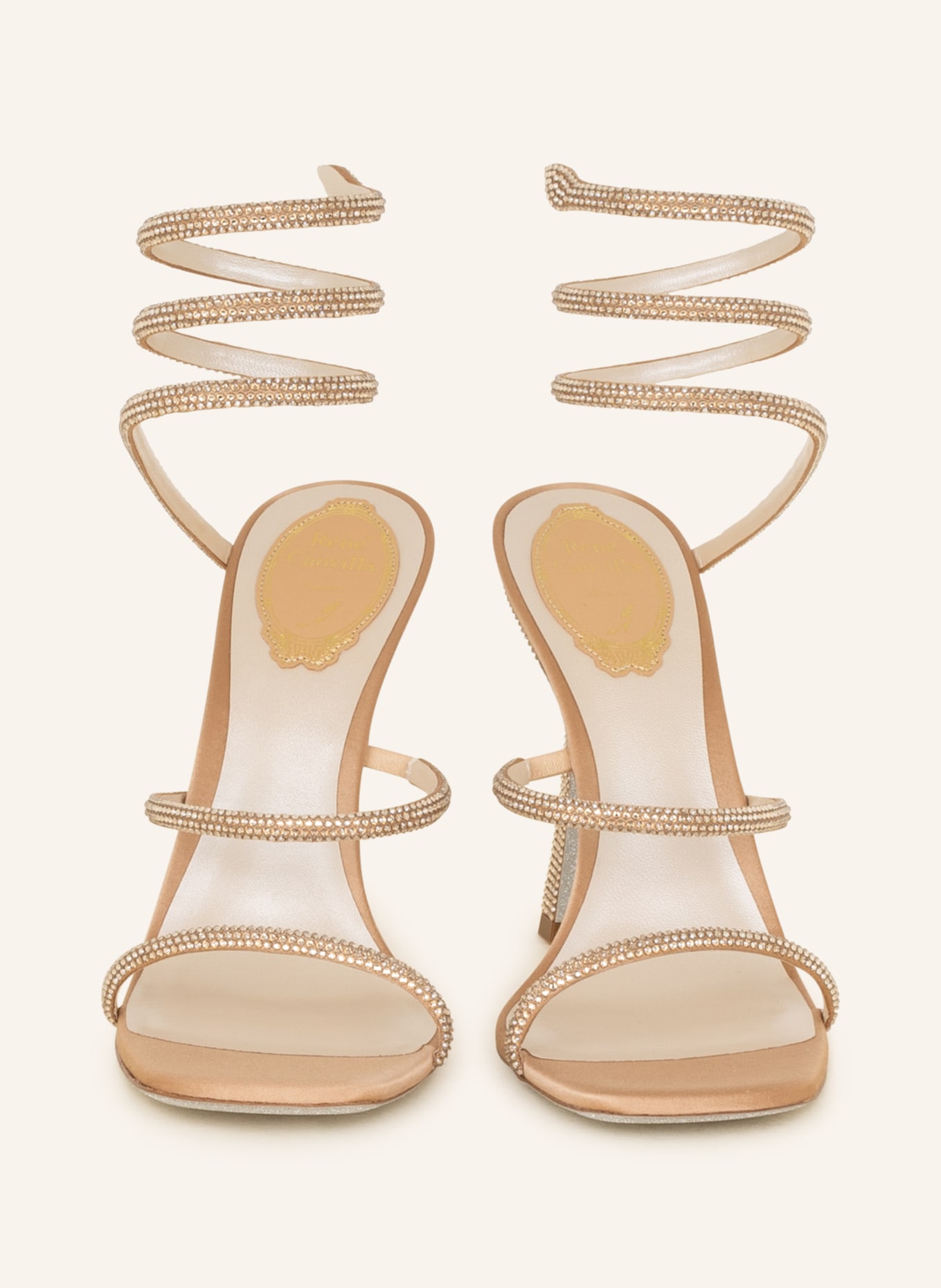 RENE CAOVILLA Sandals CLEO with decorative gems, Color: BEIGE (Image 3)