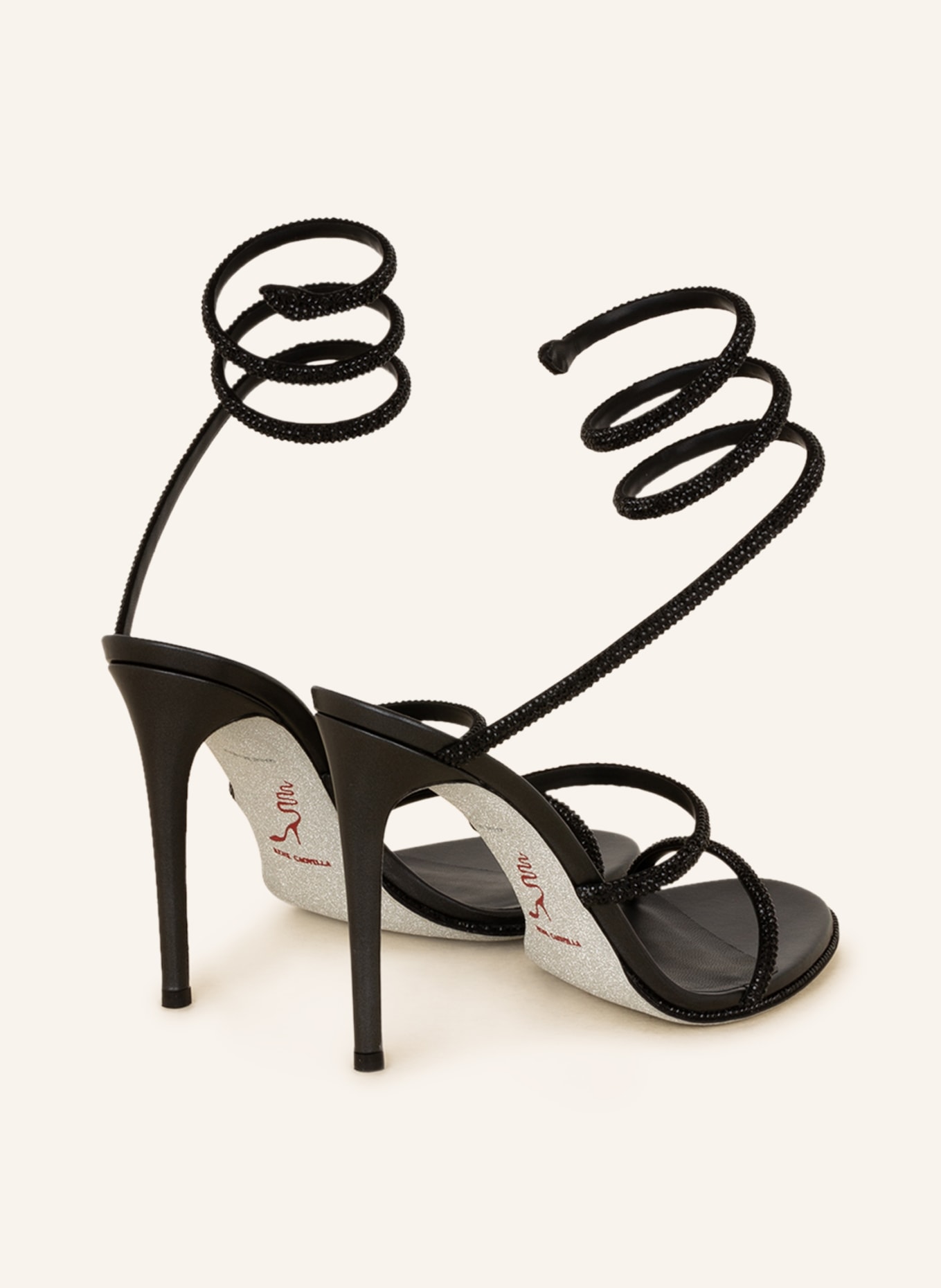 RENE CAOVILLA Sandals CLEO with decorative gems, Color: BLACK (Image 2)