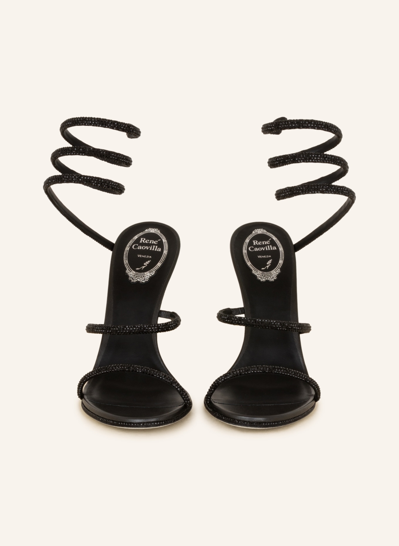 RENE CAOVILLA Sandals CLEO with decorative gems, Color: BLACK (Image 3)