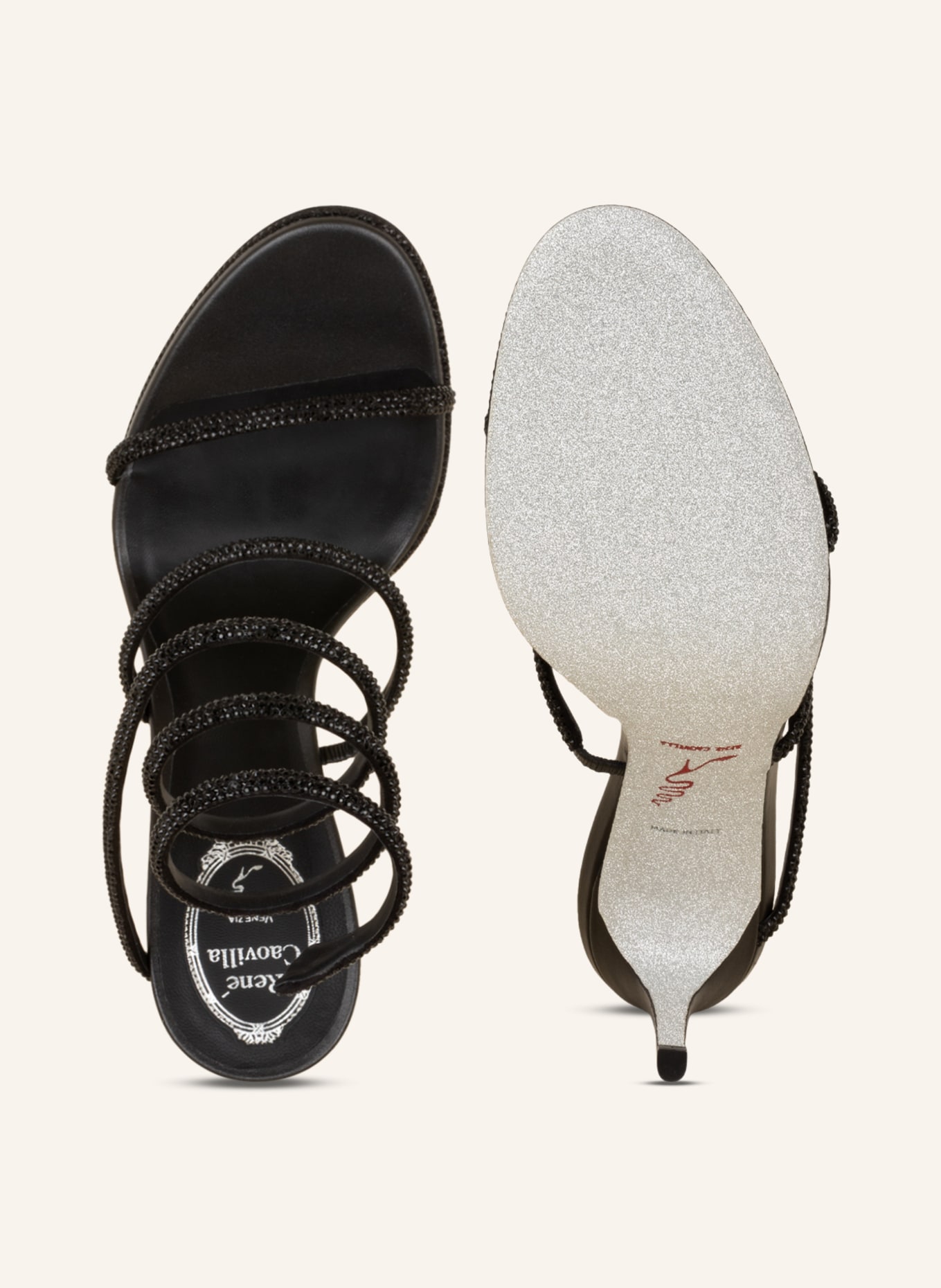 RENE CAOVILLA Sandals CLEO with decorative gems, Color: BLACK (Image 5)