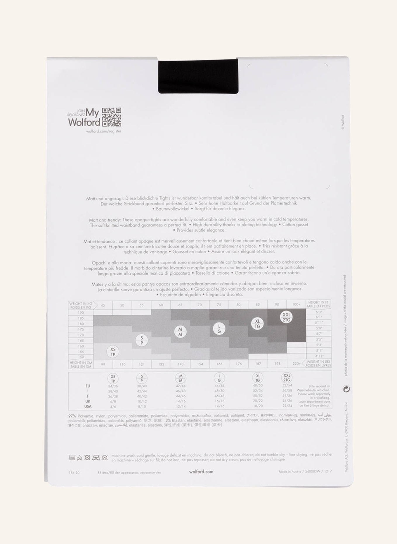 Wolford Feinstrumpfhose MAT OPAQUE, Farbe: 7005 S- BLACK (Bild 3)