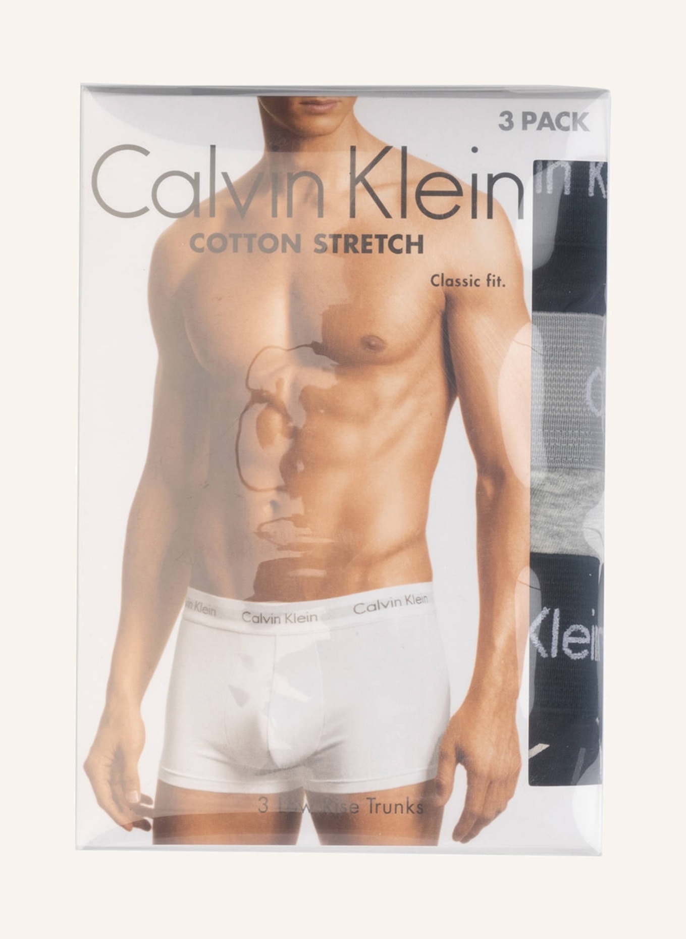 Calvin Klein 3er-Pack Boxershorts COTTON STRETCH, Farbe: SCHWARZ/ HELLGRAU MELIERT (Bild 3)