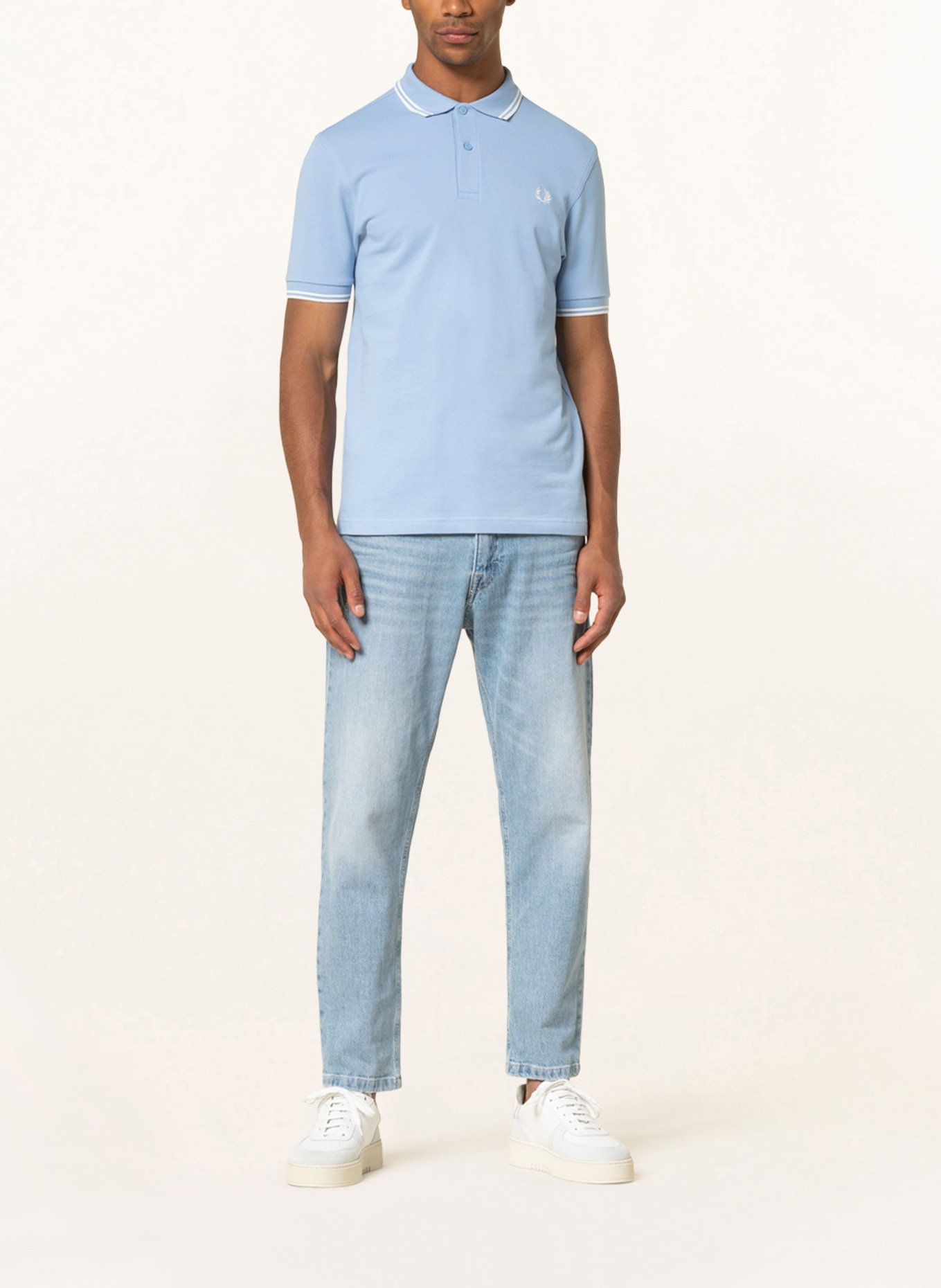 FRED PERRY Piqué polo shirt, Color: LIGHT BLUE (Image 2)