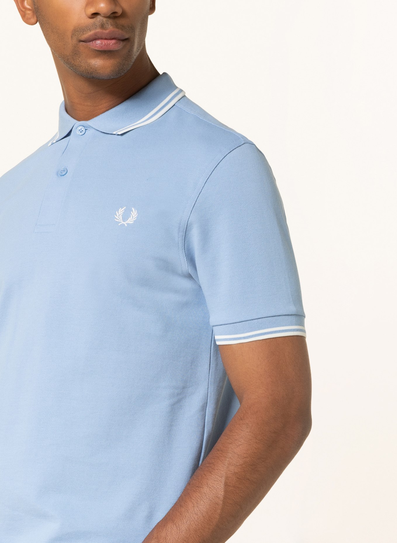 FRED PERRY Piqué polo shirt, Color: LIGHT BLUE (Image 4)