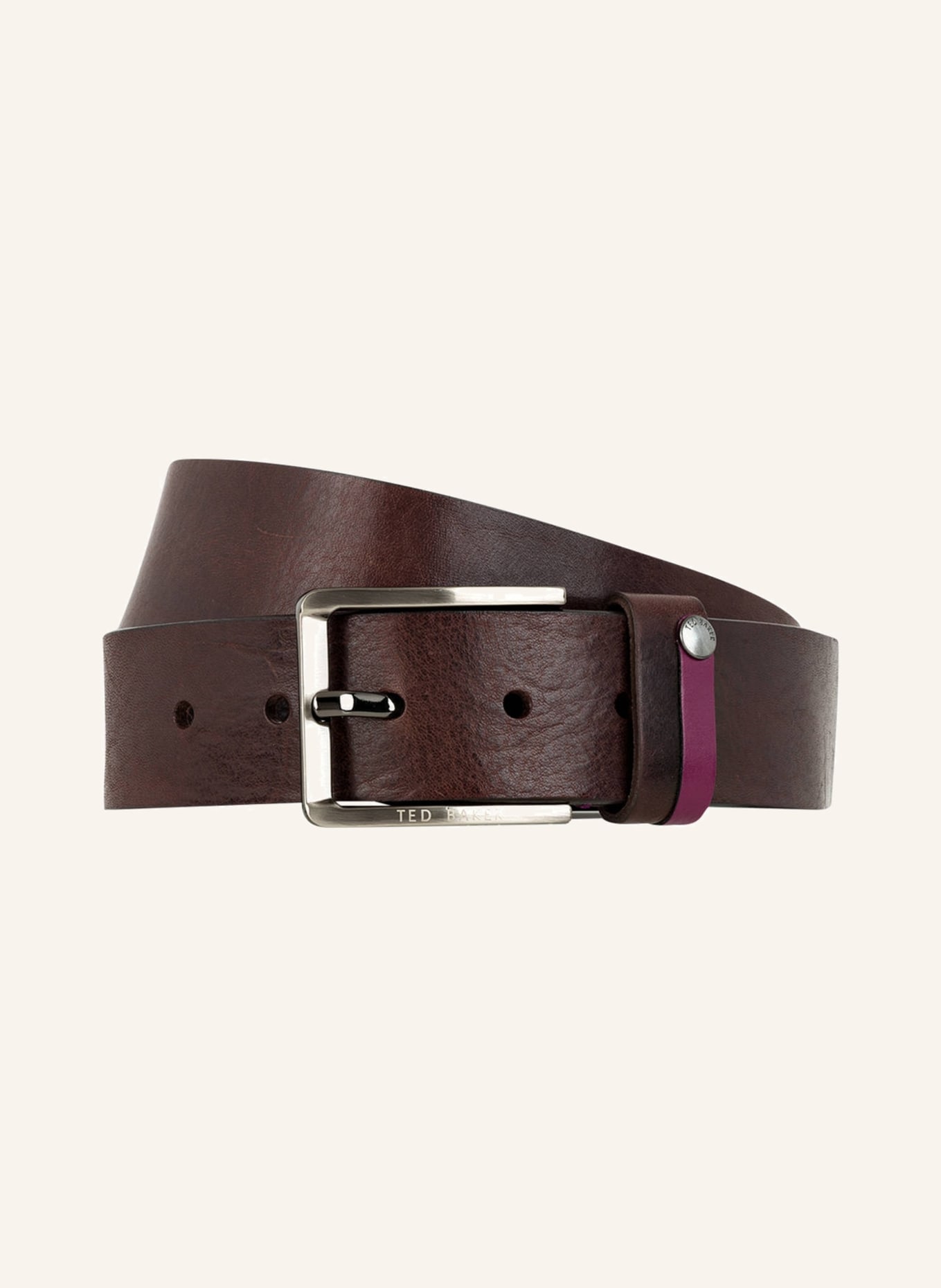 TED BAKER Leather belt KEEPSAK, Color: DARK BROWN (Image 1)