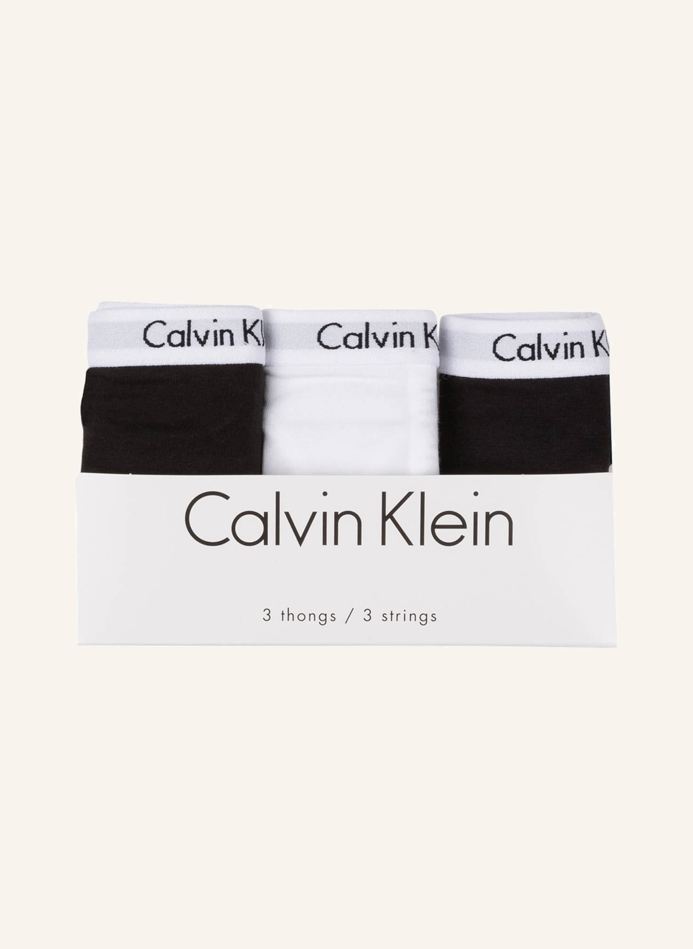 Calvin Klein Tangové kalhotky String CAROUSEL, 3 kusy v balení, Barva: ČERNÁ/ BÍLÁ (Obrázek 3)