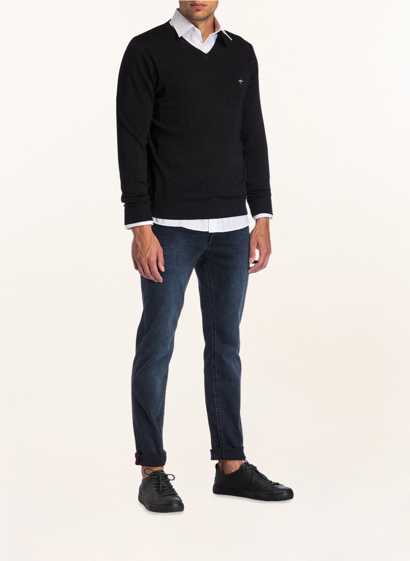 FYNCH-HATTON Pullover: DUNKELGRAU MELIERT