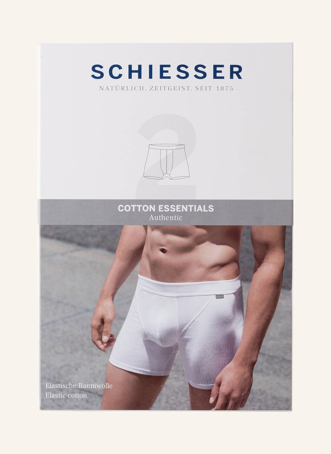 SCHIESSER 2-pack boxer shorts COTTON ESSENTIALS , Color: WHITE (Image 3)
