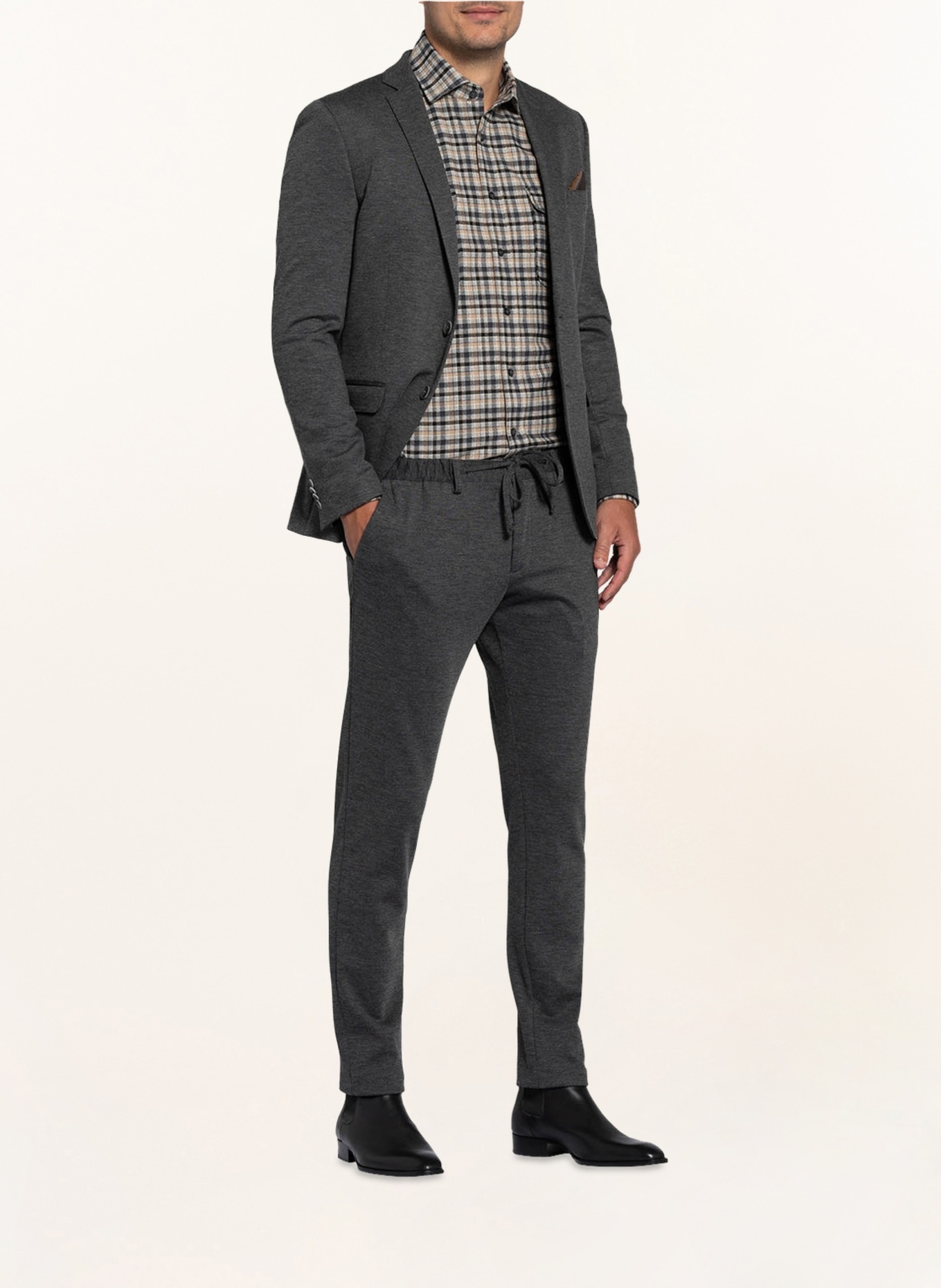 PAUL Suit jacket slim fit in jersey, Color: DARK GRAY MÉLANGE (Image 2)