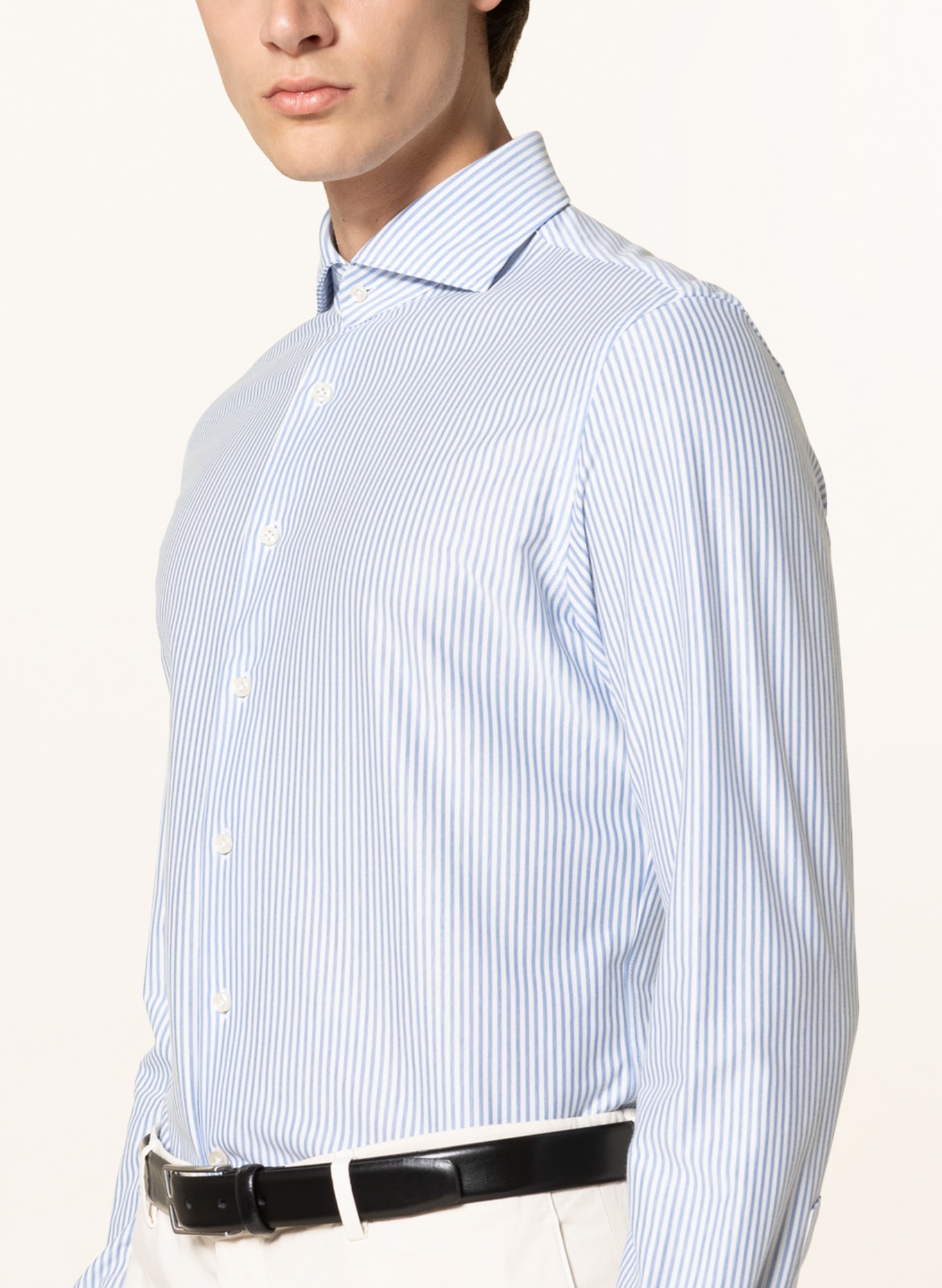 PROFUOMO Shirt slim fit, Color: WHITE/ LIGHT BLUE (Image 4)