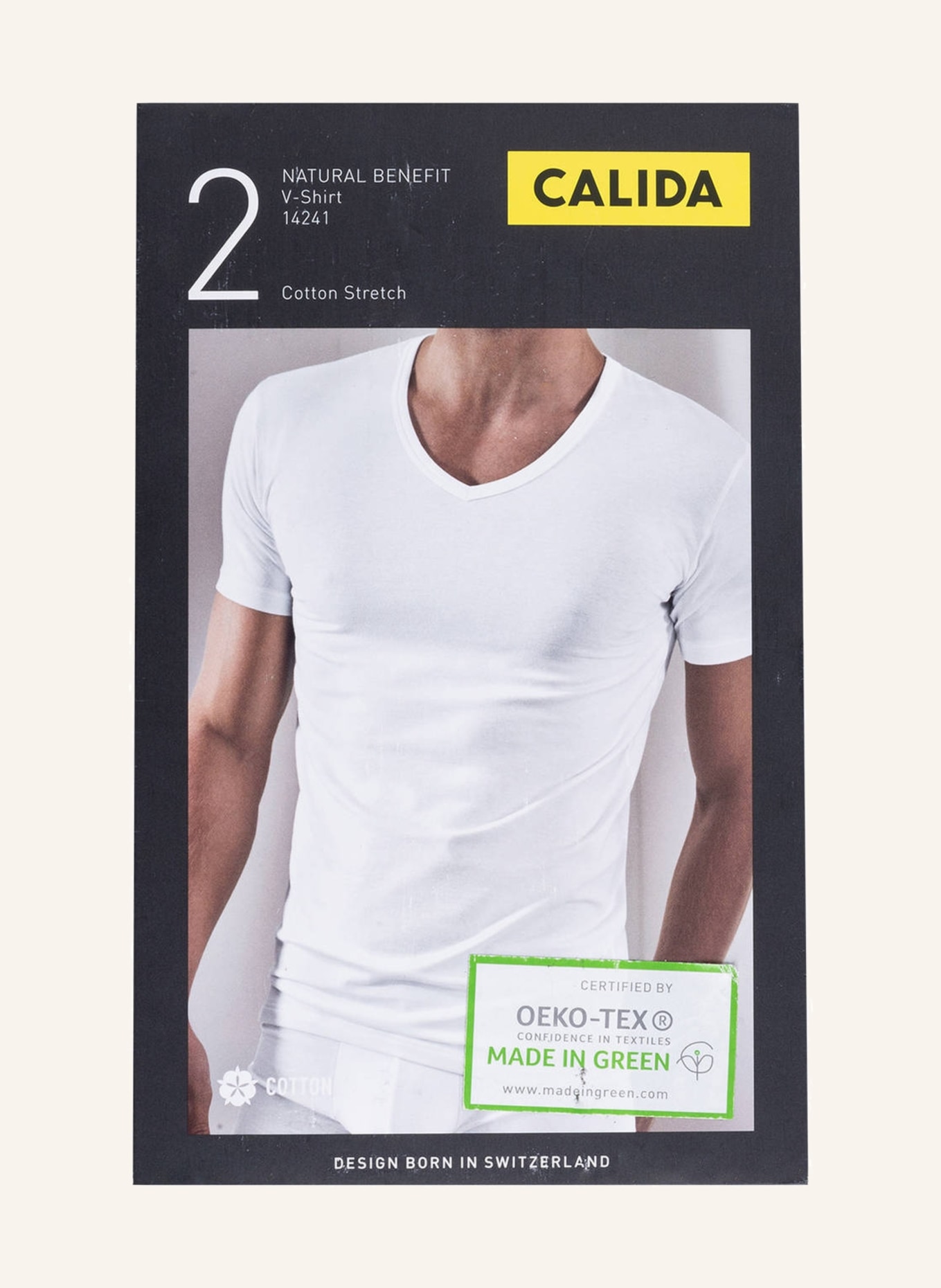 CALIDA 2er-Pack V-Shirts NATURAL BENEFIT in weiss