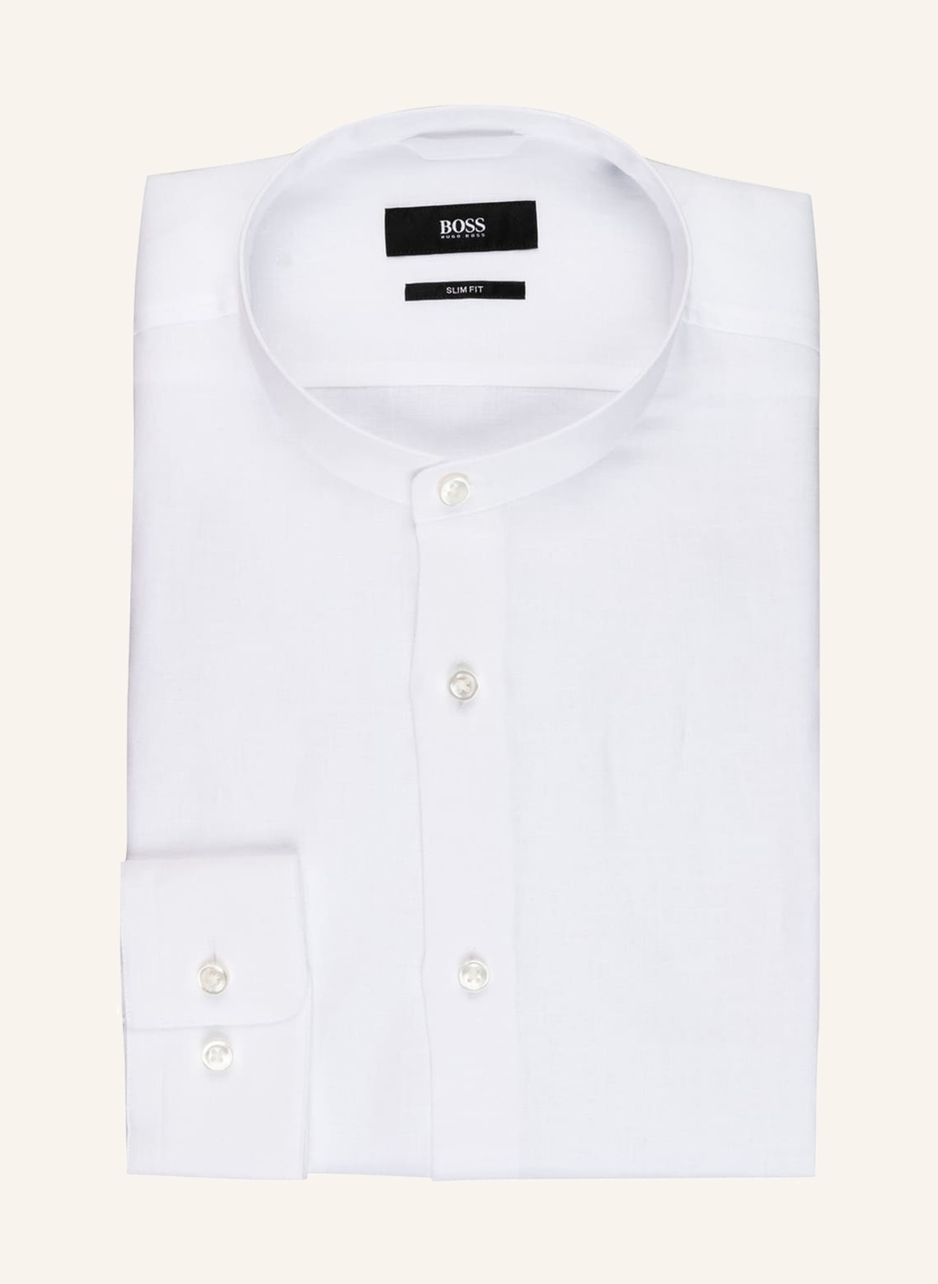 BOSS Leinenhemd JORDIN Slim Fit mit Stehkragen, Farbe: WEISS (Bild 1)