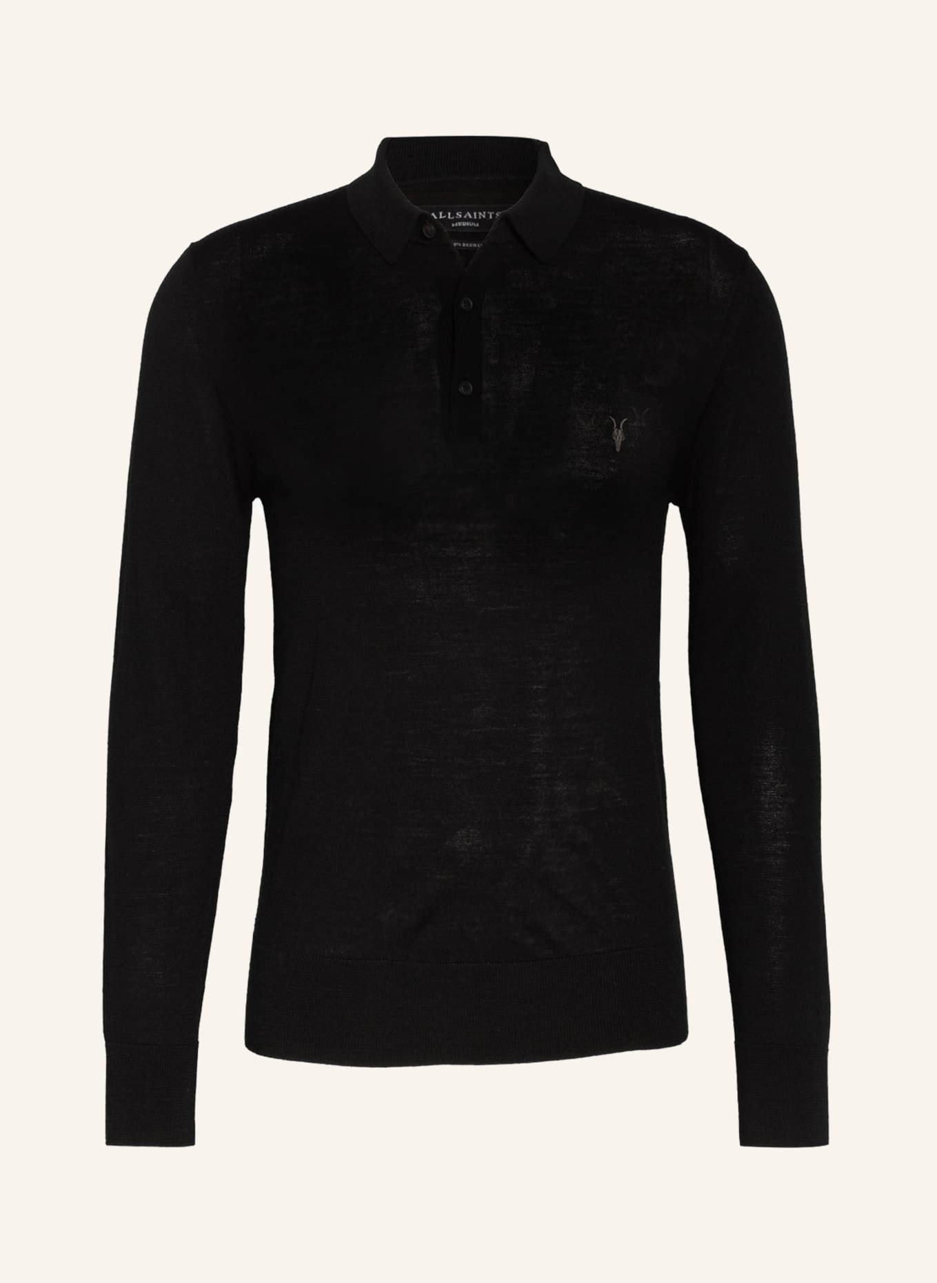 ALLSAINTS Knitted polo shirt MERINO, Color: BLACK (Image 1)