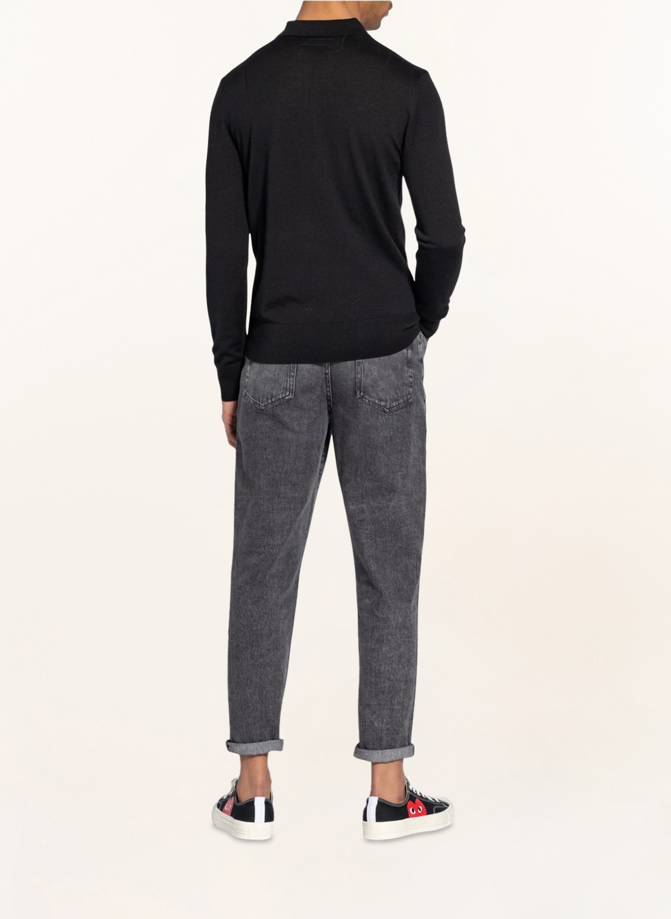 ALLSAINTS Knitted polo shirt MERINO, Color: BLACK (Image 3)