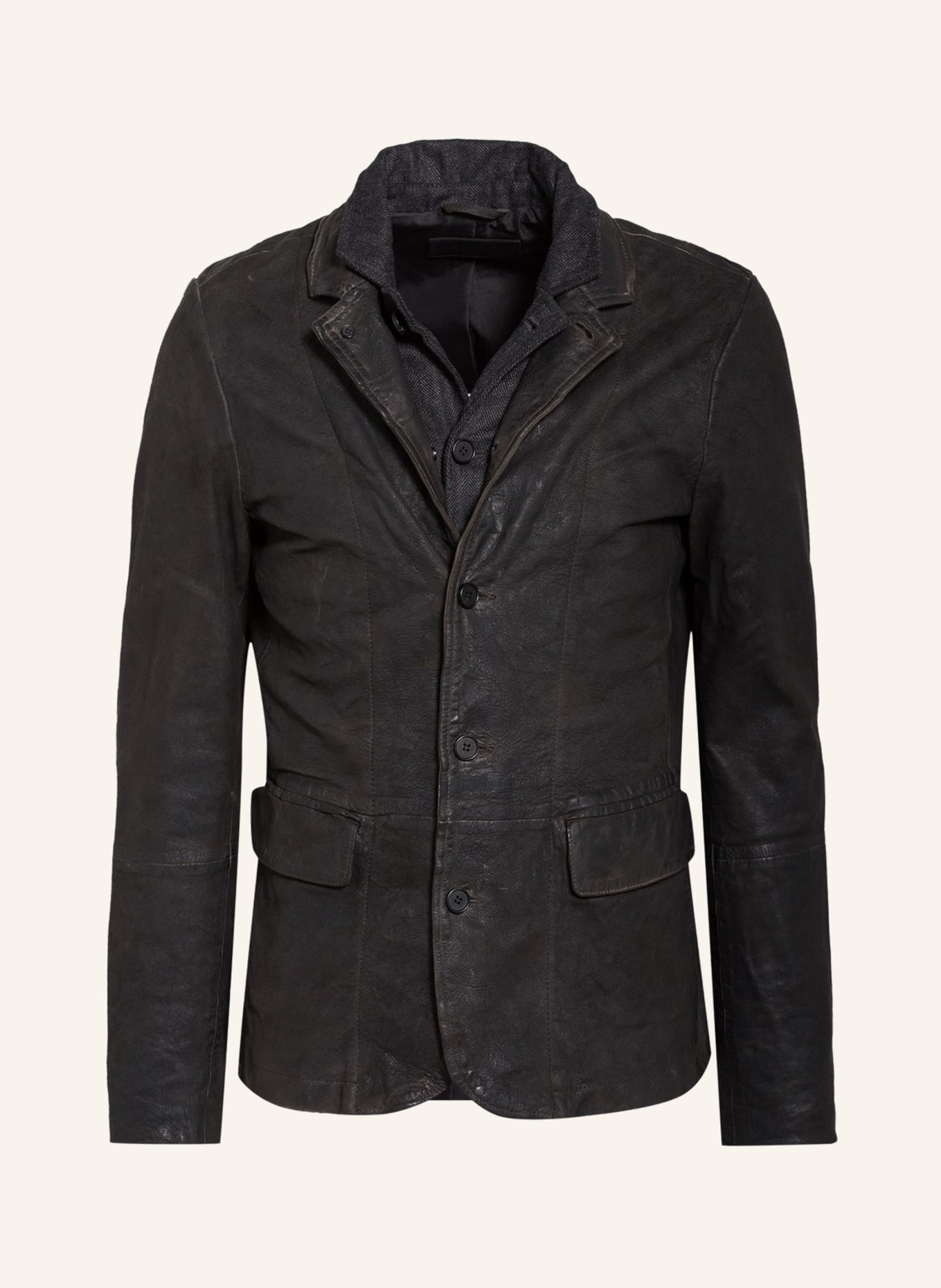 ALLSAINTS Leather jacket SURVEY, Color: BLACK (Image 1)
