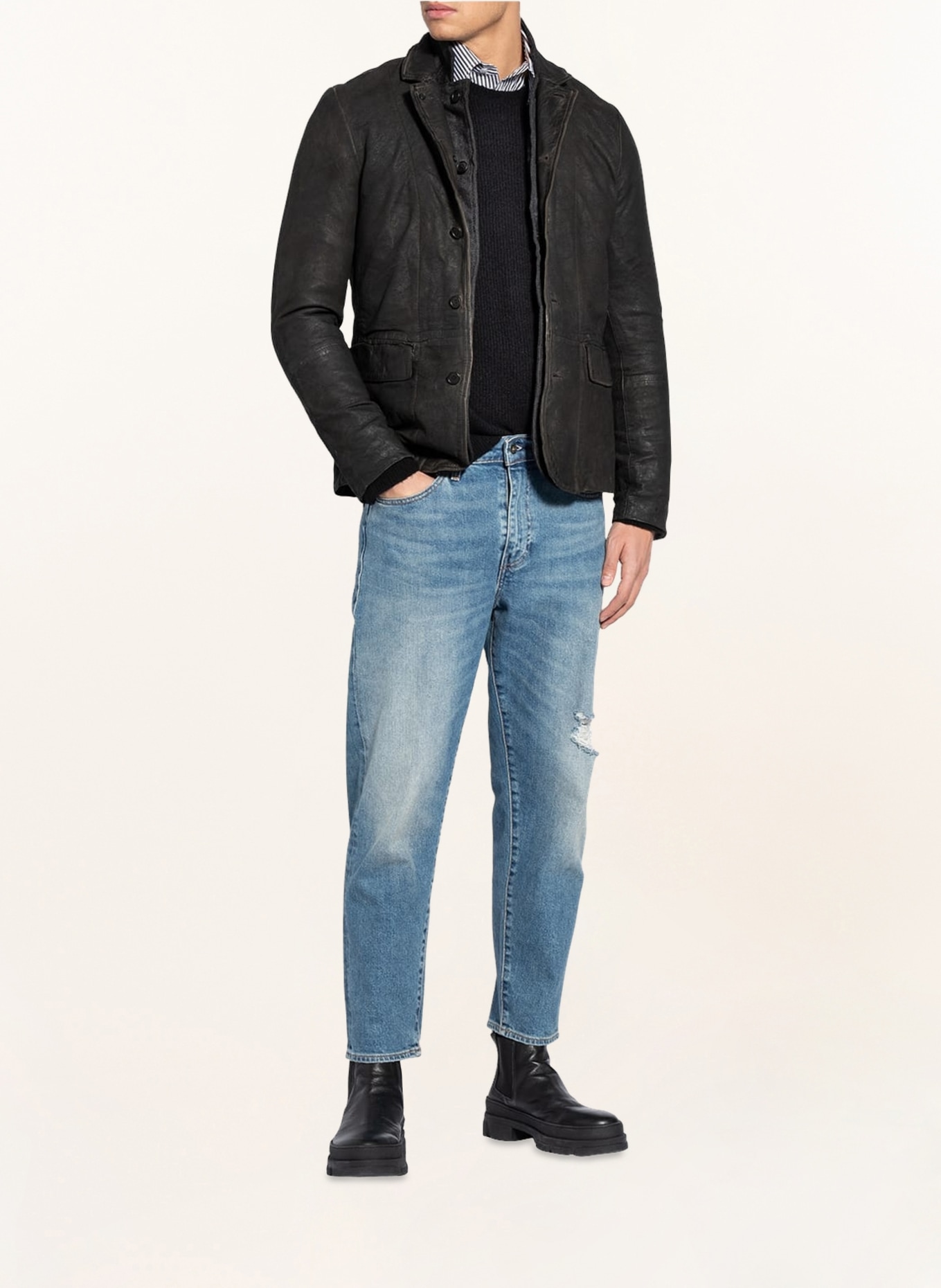 ALLSAINTS Leather jacket SURVEY, Color: BLACK (Image 2)
