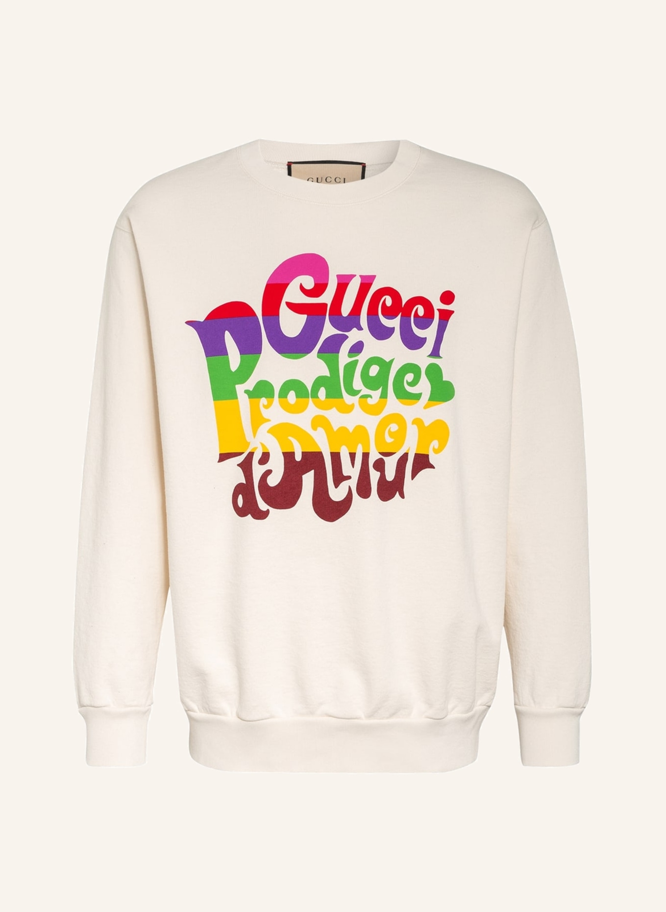 GUCCI Oversized sweatshirt, Color: ECRU/ GREEN/ YELLOW (Image 1)