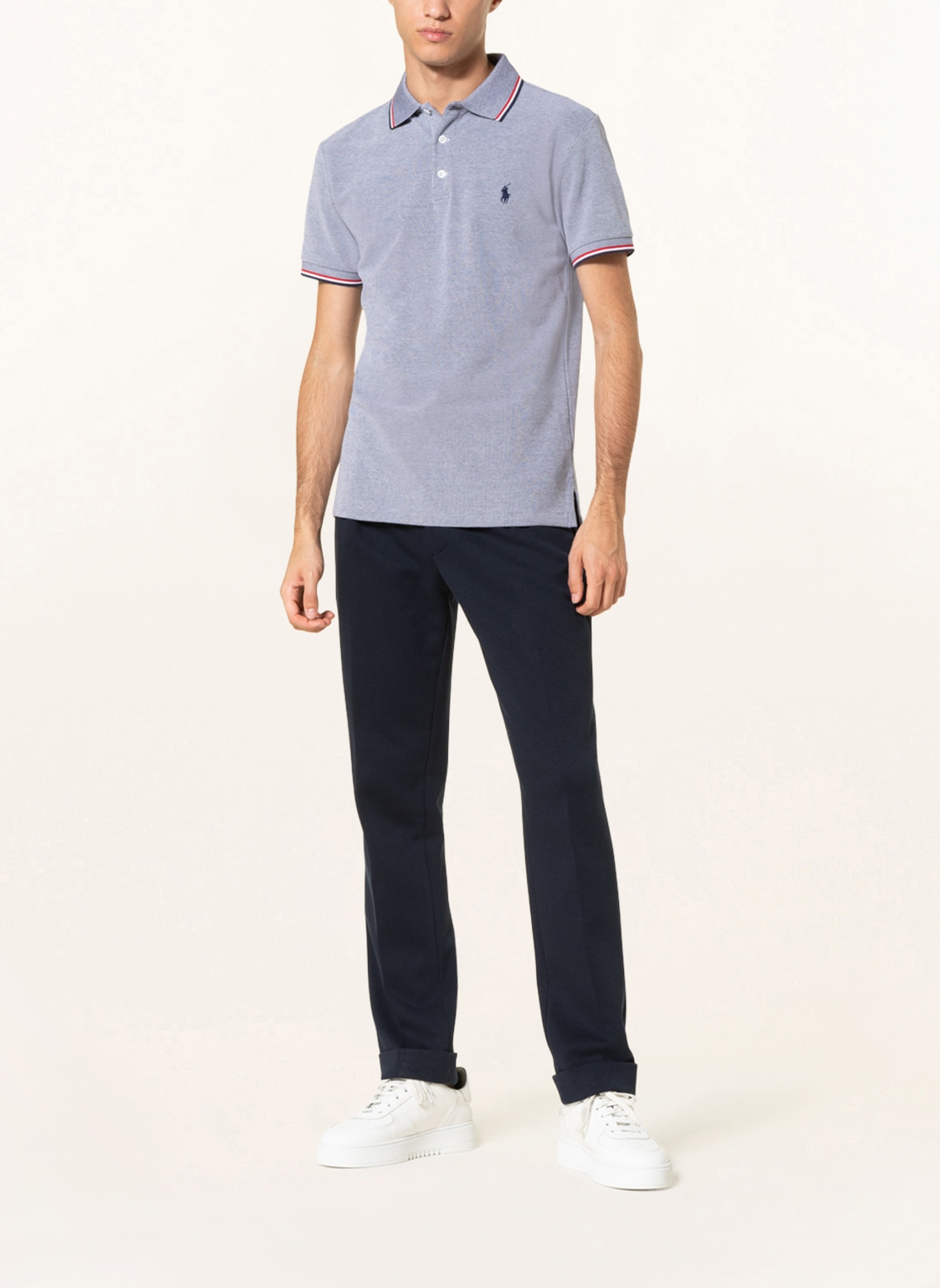 POLO RALPH LAUREN Piqué-Poloshirt Slim Fit, Farbe: WEISS/ DUNKELBLAU (Bild 2)