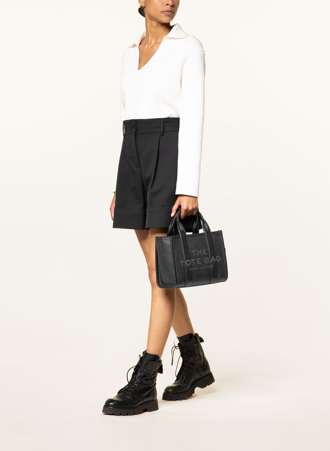 MARC JACOBS Shopper THE SMALL TOTE BAG LEATHER: SCHWARZ