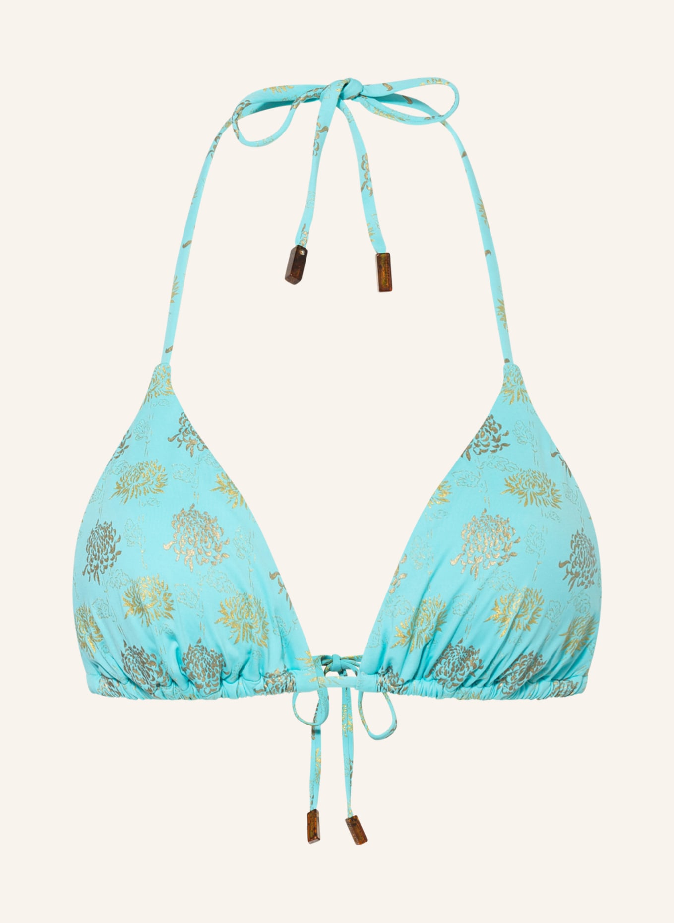 VILEBREQUIN Triangle bikini top IRIDEDESCENT FLOWER OF JOY , Color: TURQUOISE/ GOLD (Image 1)