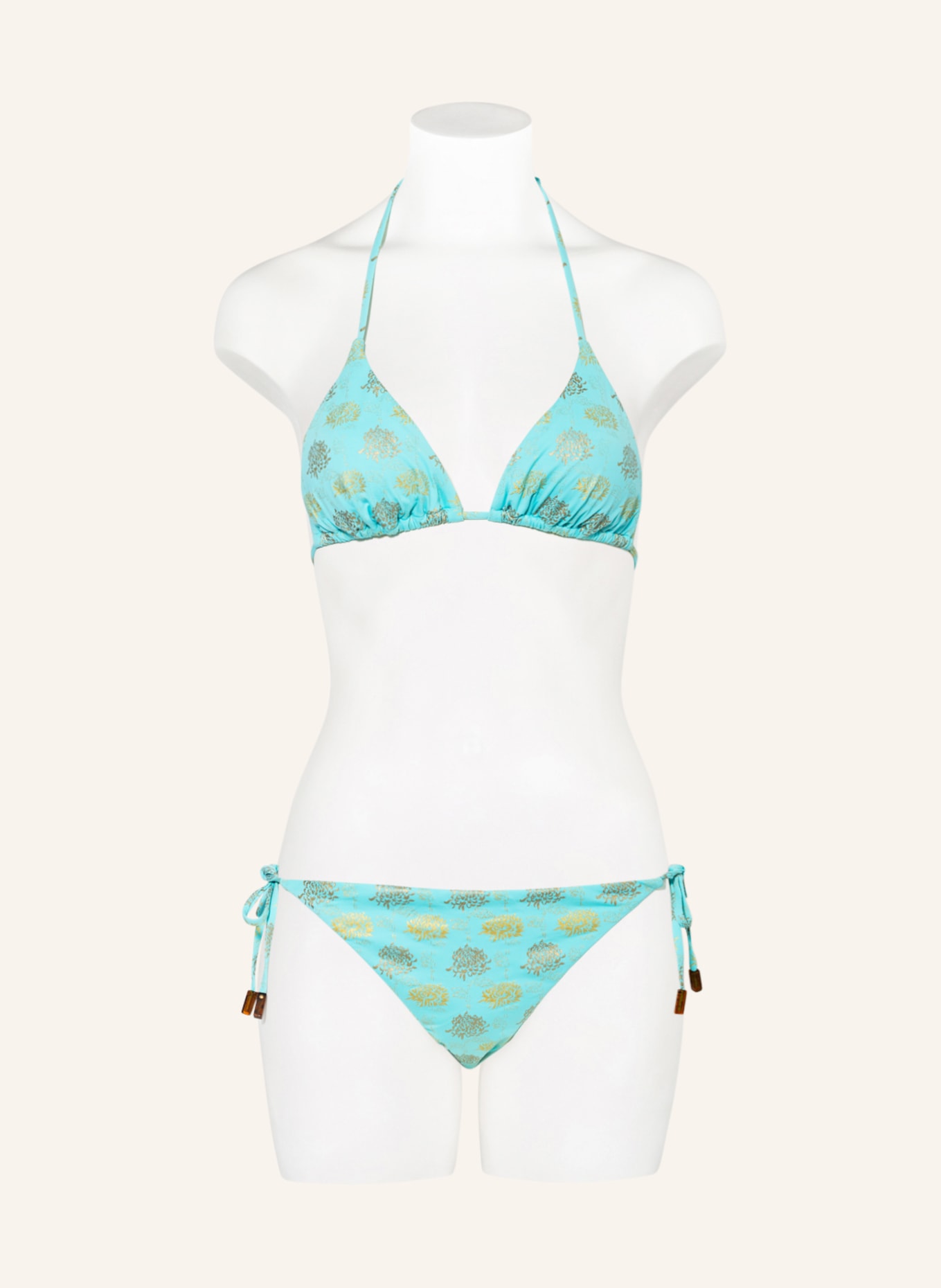 VILEBREQUIN Triangle bikini top IRIDEDESCENT FLOWER OF JOY , Color: TURQUOISE/ GOLD (Image 2)