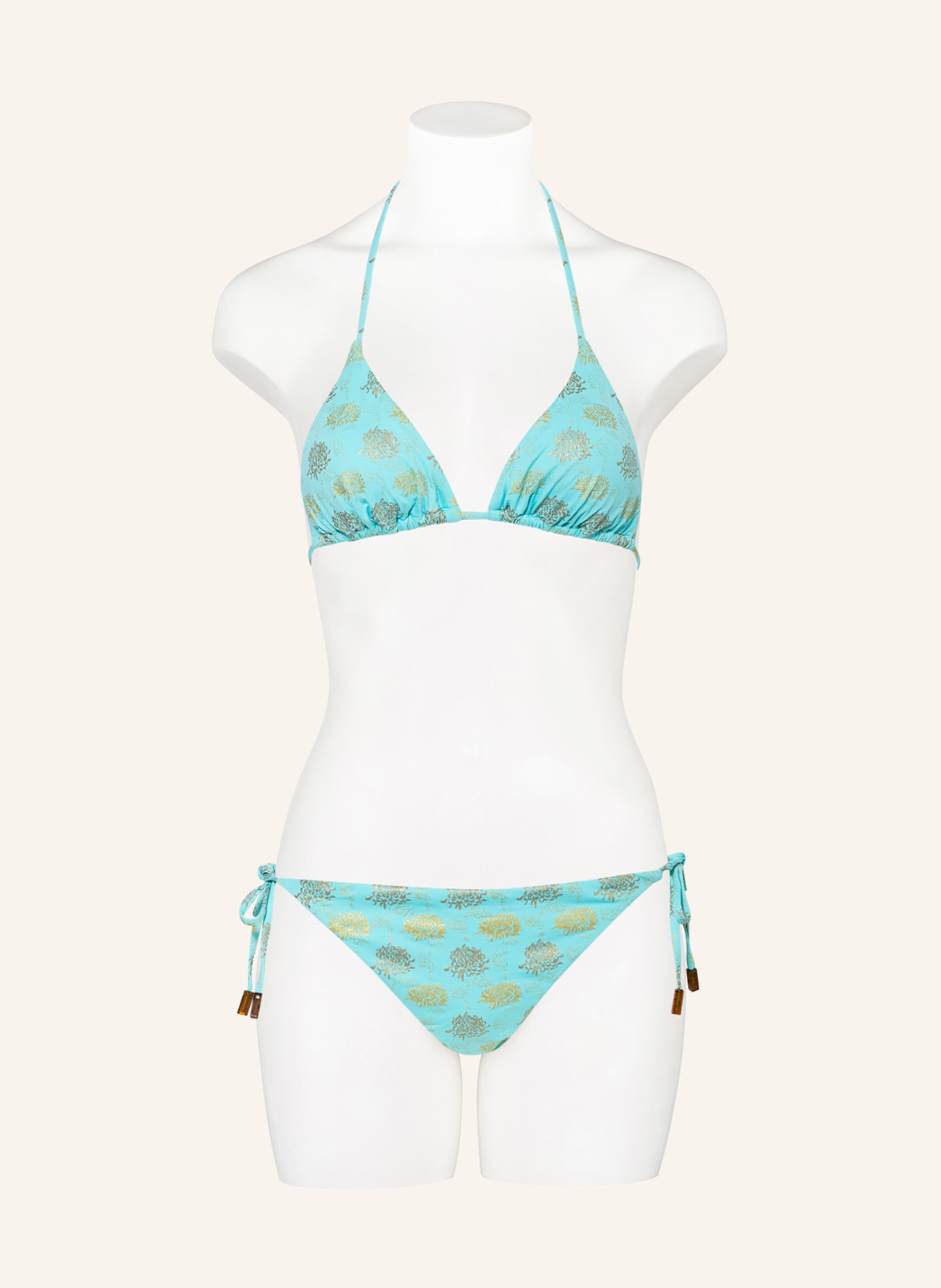 VILEBREQUIN Bikini bottoms IRIDEDESCENT FLOWERS OF JOY, Color: TURQUOISE/ GOLD (Image 2)