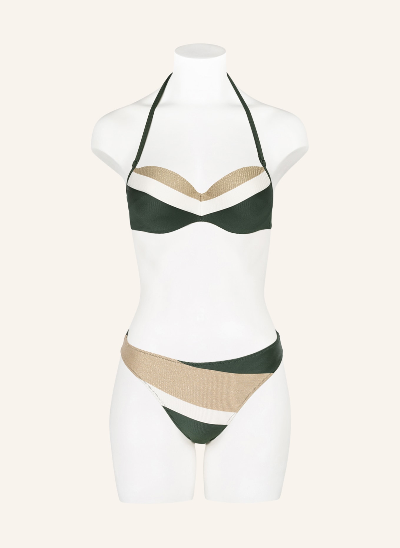 MARIE JO Balconette-Bikini-Top SITGES mit Glitzergarn, Farbe: GRÜN/ WEISS/ GOLD (Bild 4)