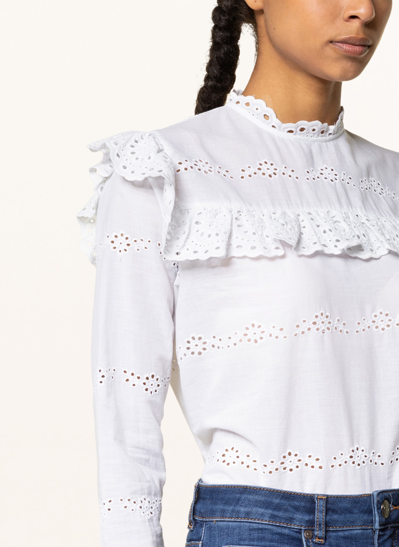 STYLE ICON Blouse-style shirt with lace trim, Color: WHITE (Image 5)