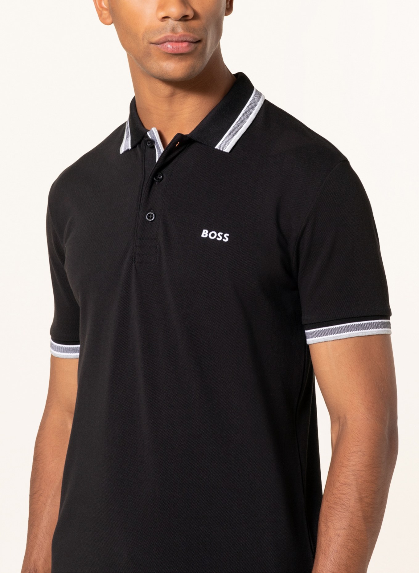 BOSS Piqué-Poloshirt PADDY CURVED Regular Fit, Farbe: SCHWARZ (Bild 4)