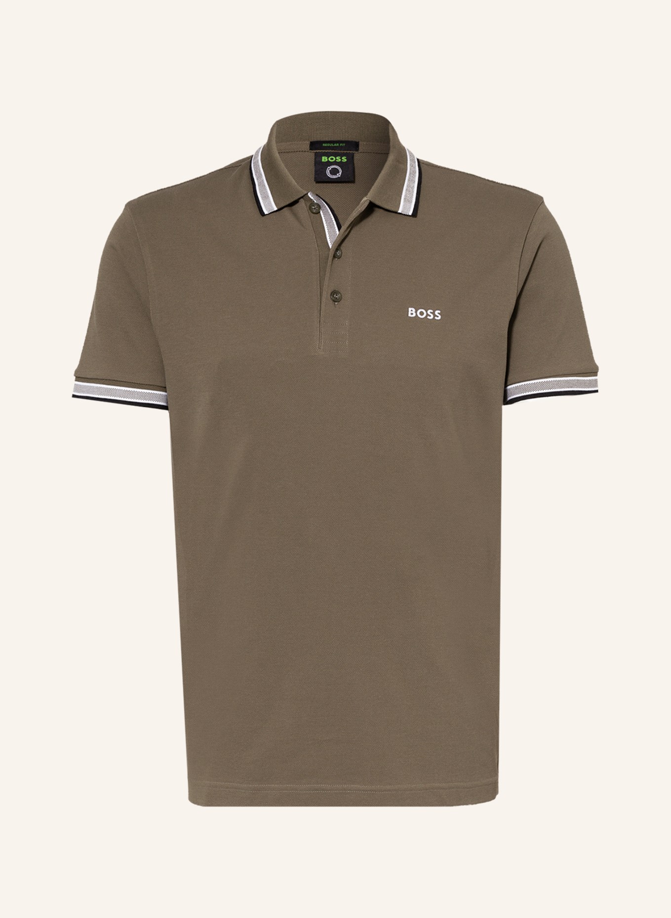 BOSS Piqué-Poloshirt PADDY CURVED Regular Fit, Farbe: OLIV (Bild 1)