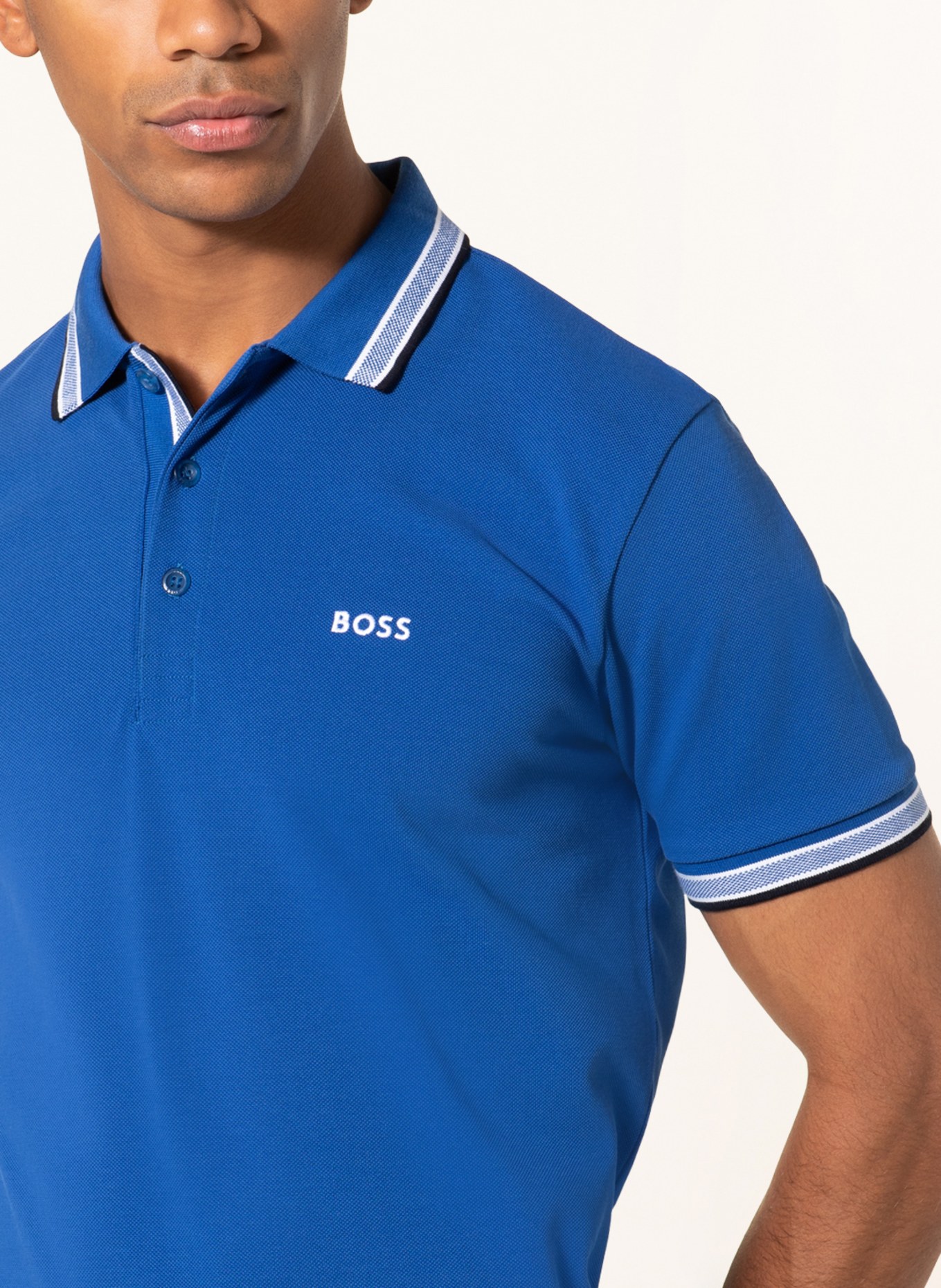 BOSS Piqué-Poloshirt PADDY CURVED Regular Fit, Farbe: BLAU (Bild 4)