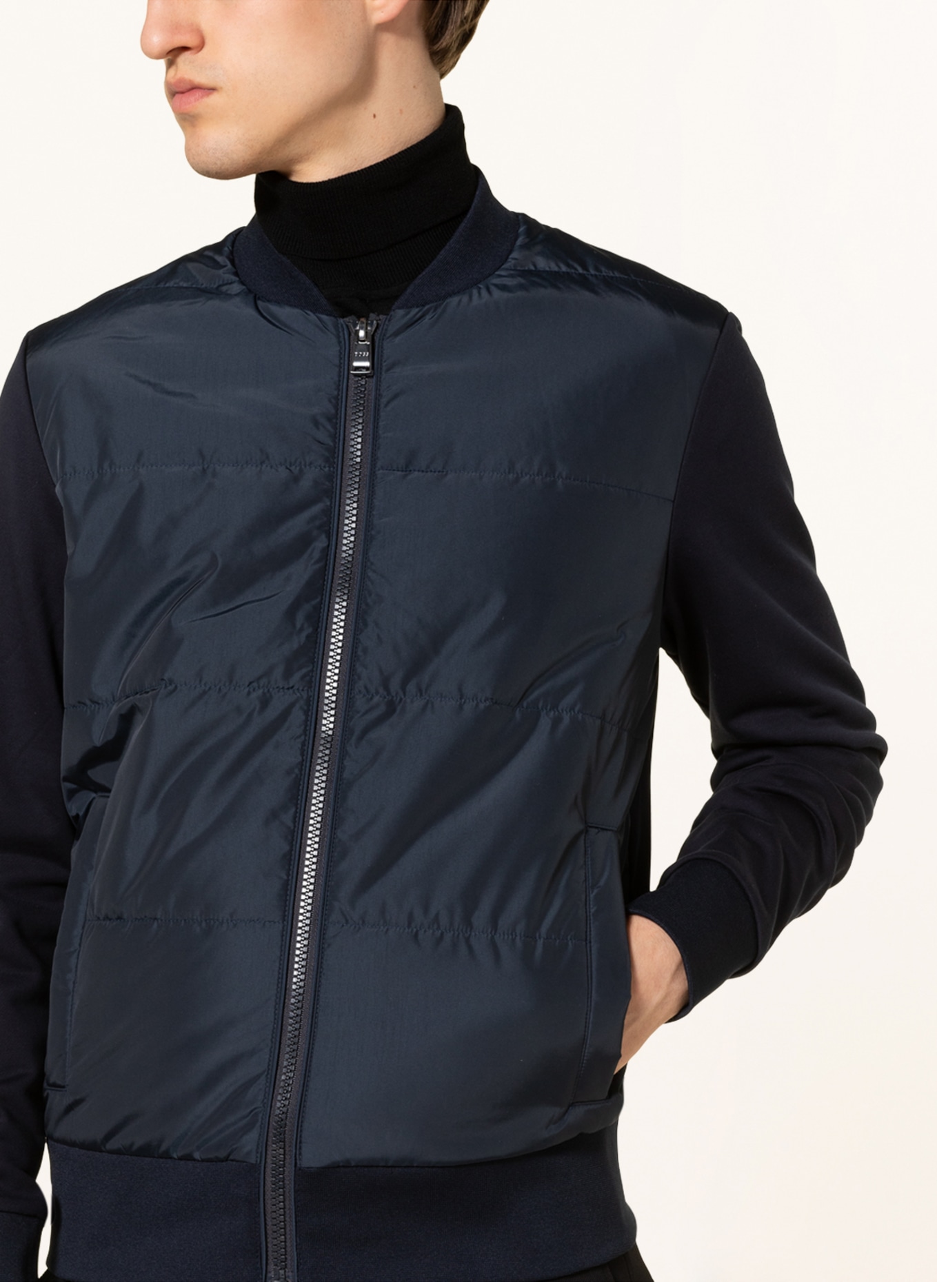 BOSS Sweat jacket SKILES in mixed materials, Color: DARK BLUE (Image 4)