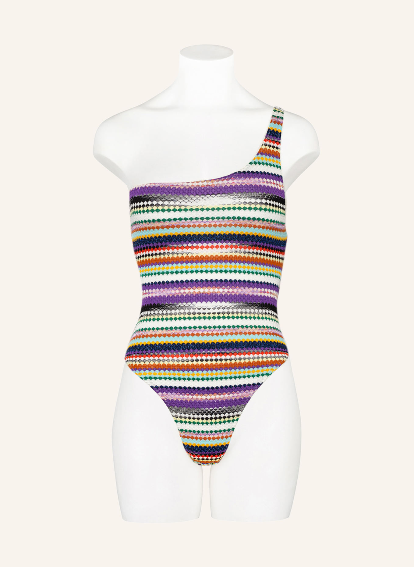 MISSONI One-Shoulder-Badeanzug, Farbe: WEISS/ LILA/ ROT (Bild 2)