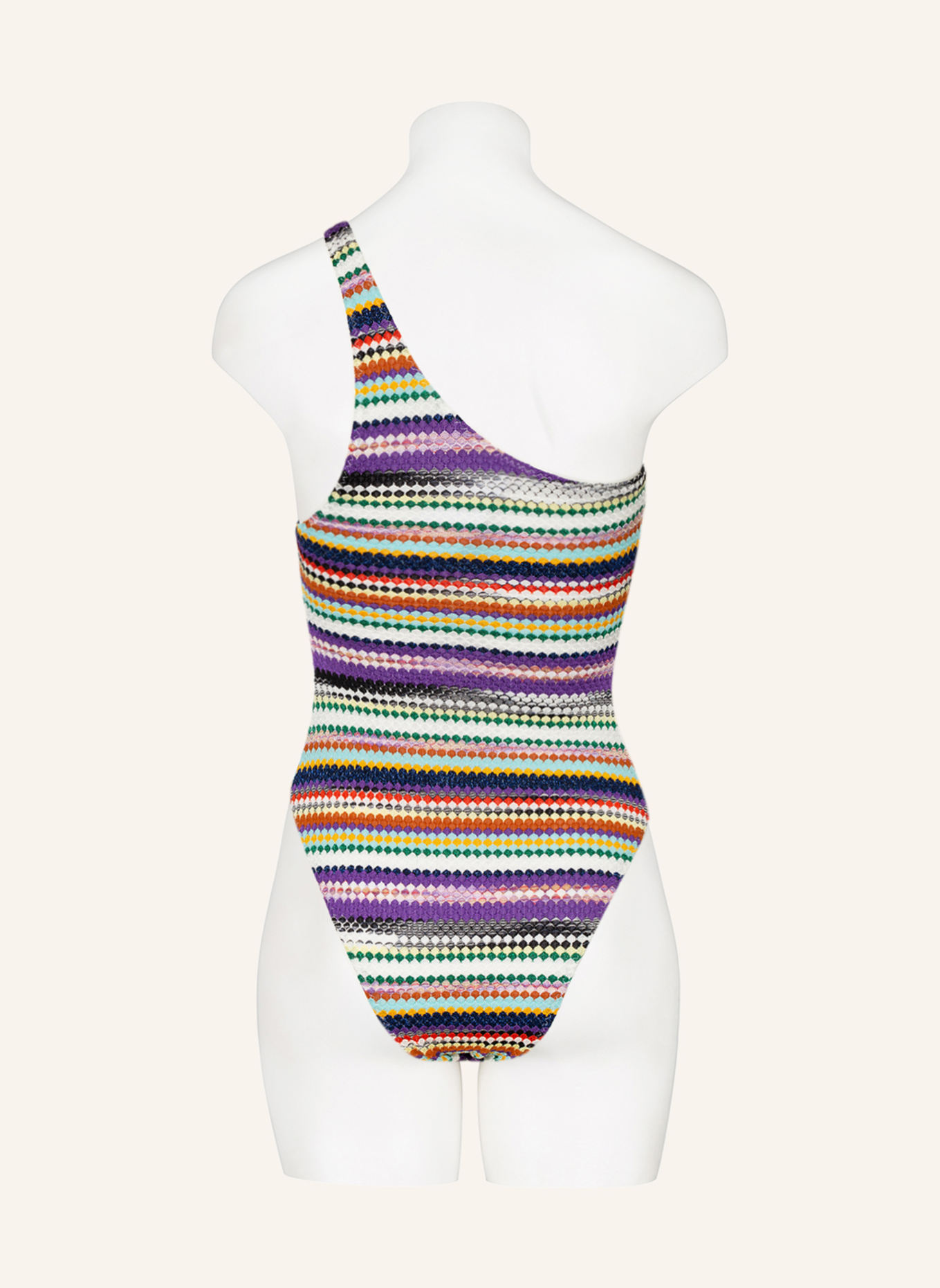 MISSONI One-shoulder swimsuit, Color: WHITE/ PURPLE/ RED (Image 3)