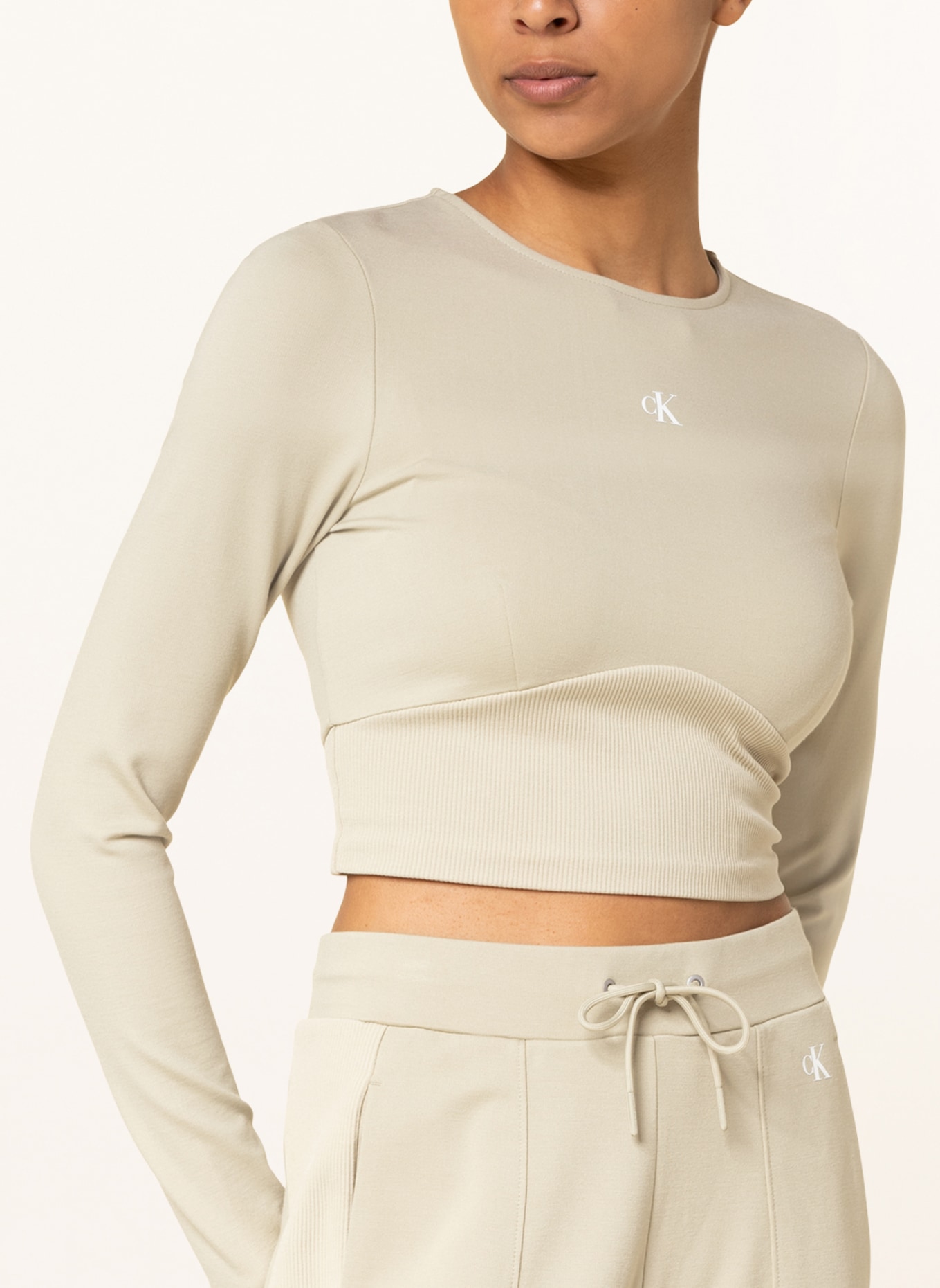 Calvin Klein Jeans Cropped-Sweatshirt , Farbe: HELLGRÜN (Bild 4)