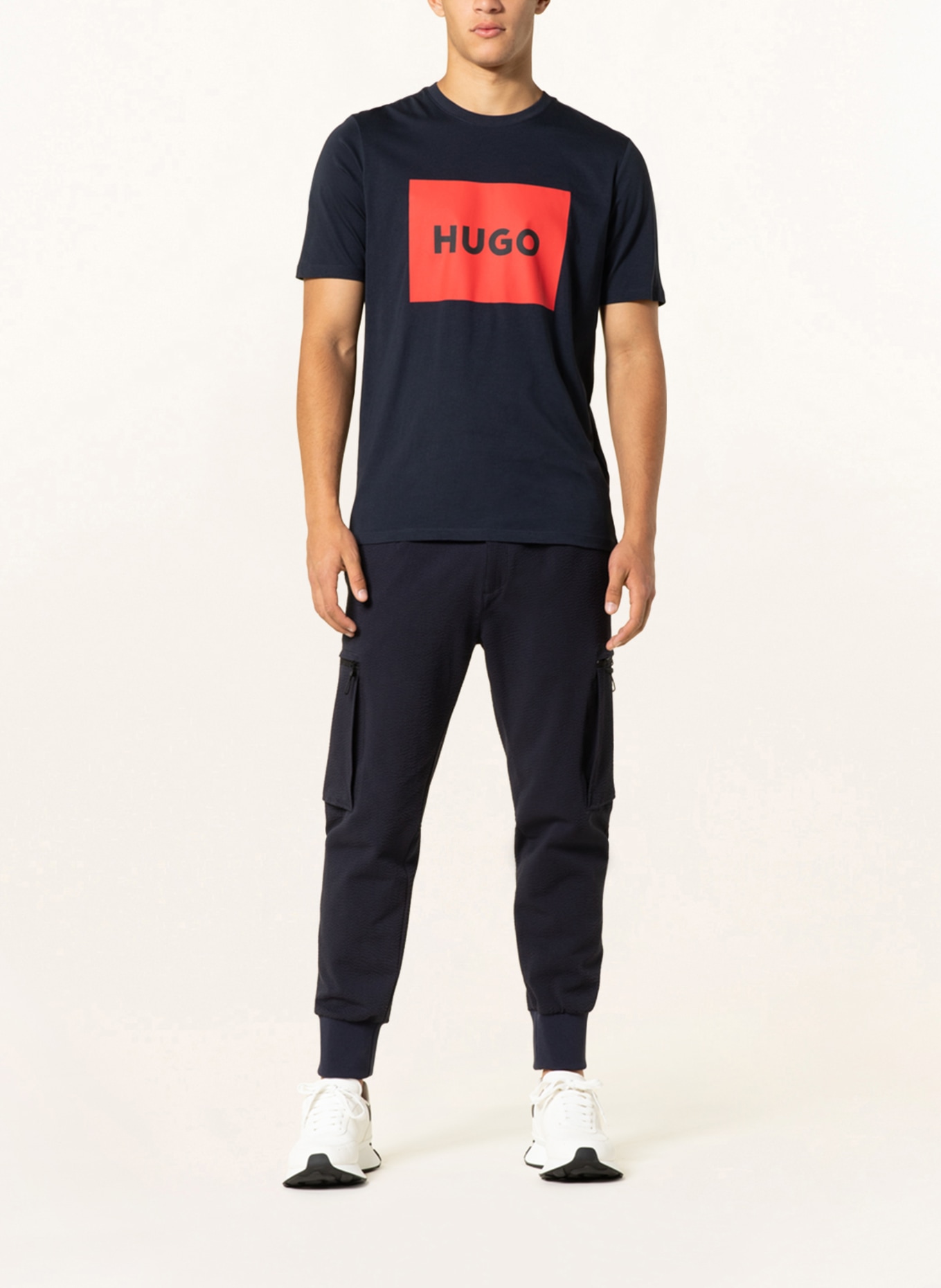 HUGO Tričko DULIVE: TMAVĚ MODRÁ