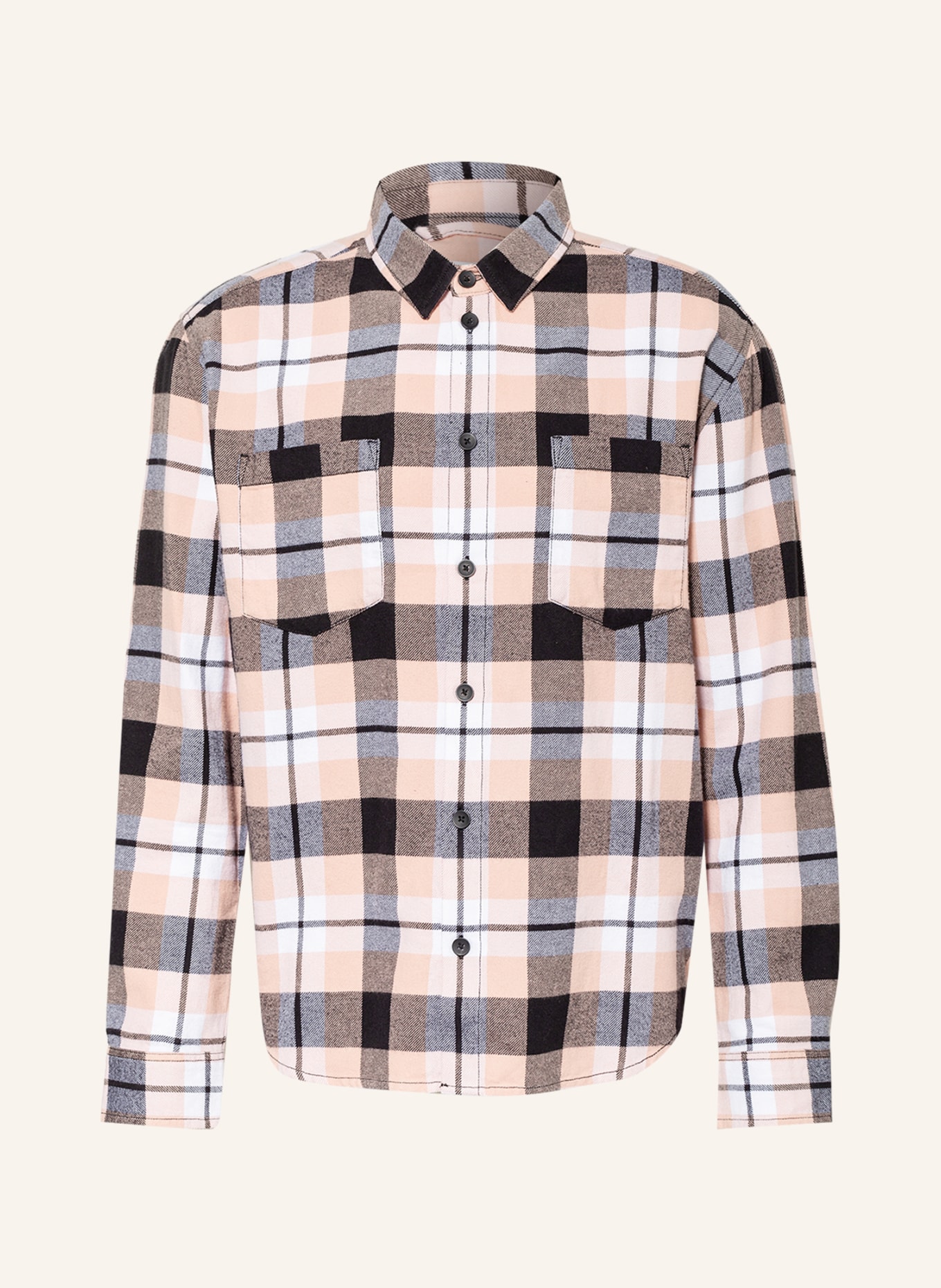 YOUNG POETS Flannel overshirt JEREMIAH , Color: LIGHT PINK/ WHITE/ BLACK (Image 1)
