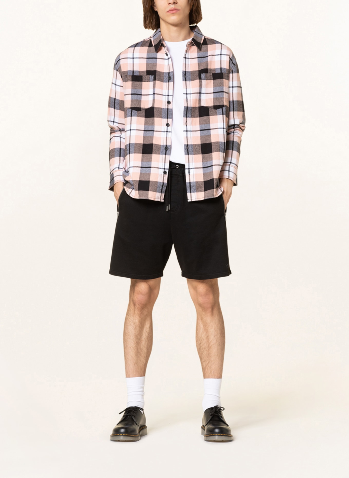 YOUNG POETS Flannel overshirt JEREMIAH , Color: LIGHT PINK/ WHITE/ BLACK (Image 2)