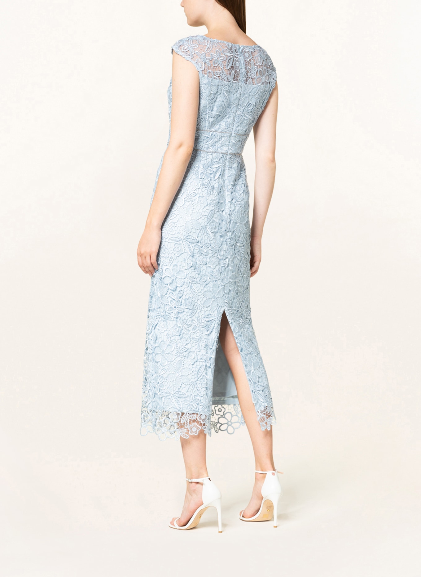 ADRIANNA PAPELL Evening dress with decorative gems and lace, Color: LIGHT BLUE (Image 3)